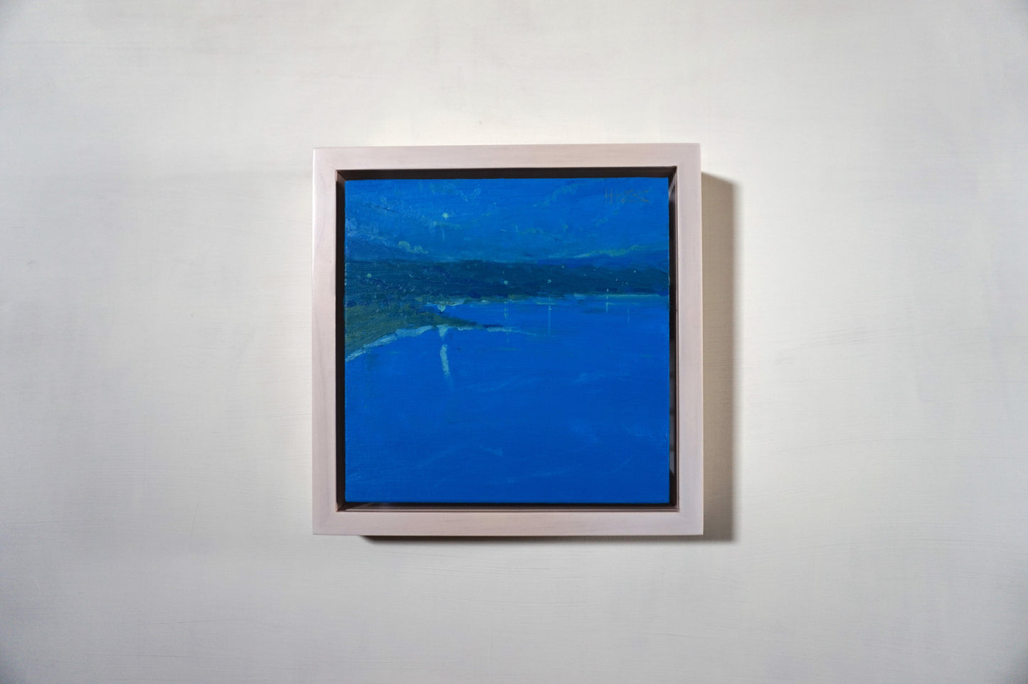 Blue and beach- 18x18cm / Oil painting on canvas panel