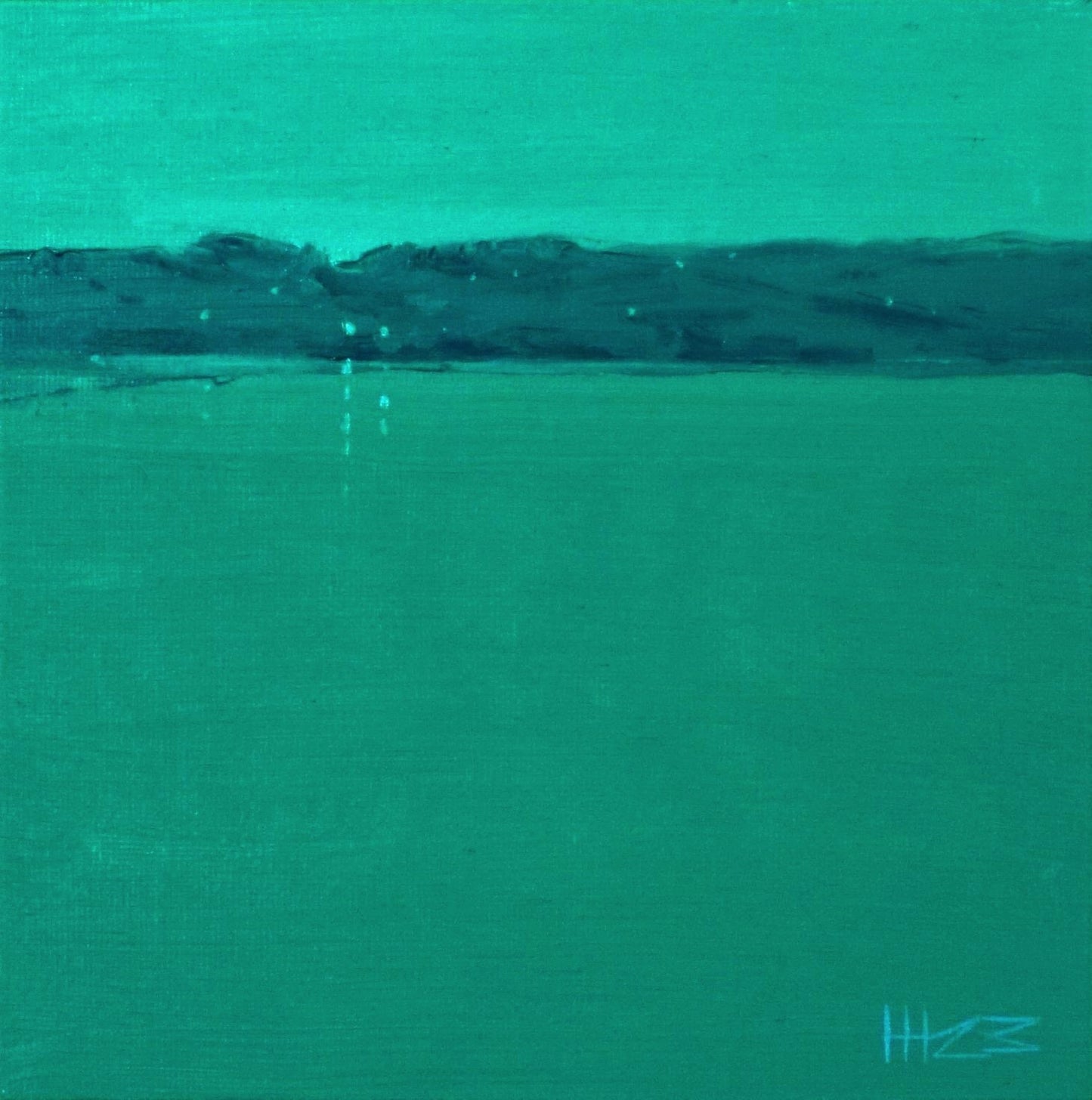 Calming green- 18x18cm / Oil painting on canvas panel
