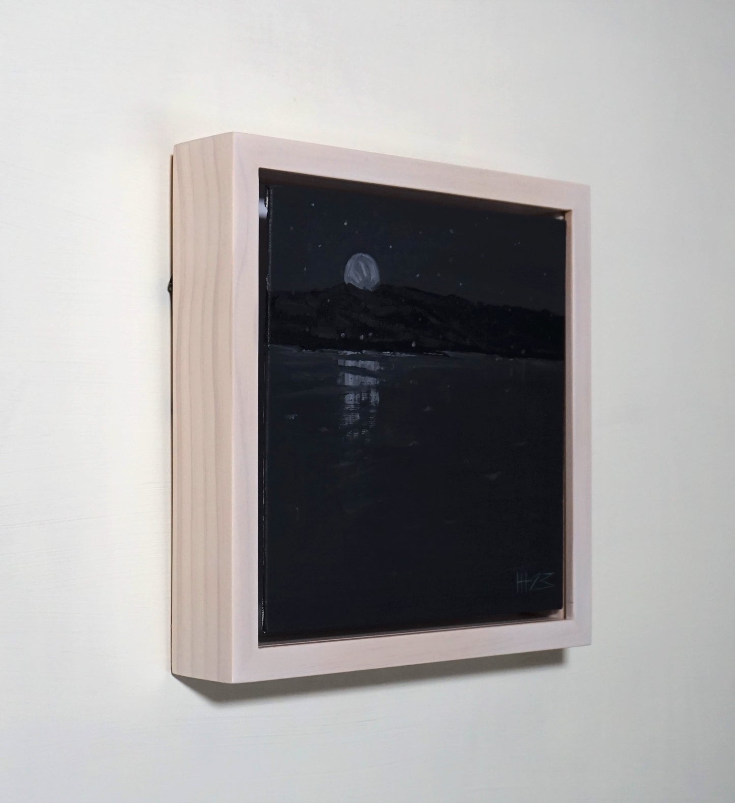 Gray moon- 18x18cm / Oil painting on canvas panel