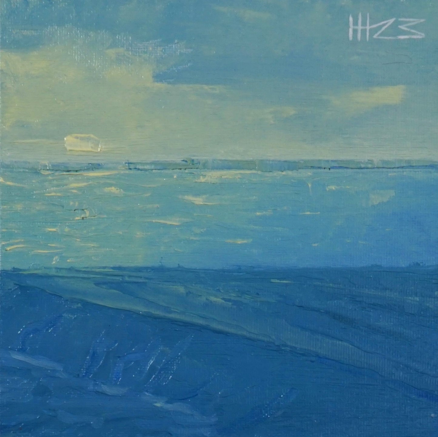 Blue and yellow- 15x15cm / Oil painting on canvas panel