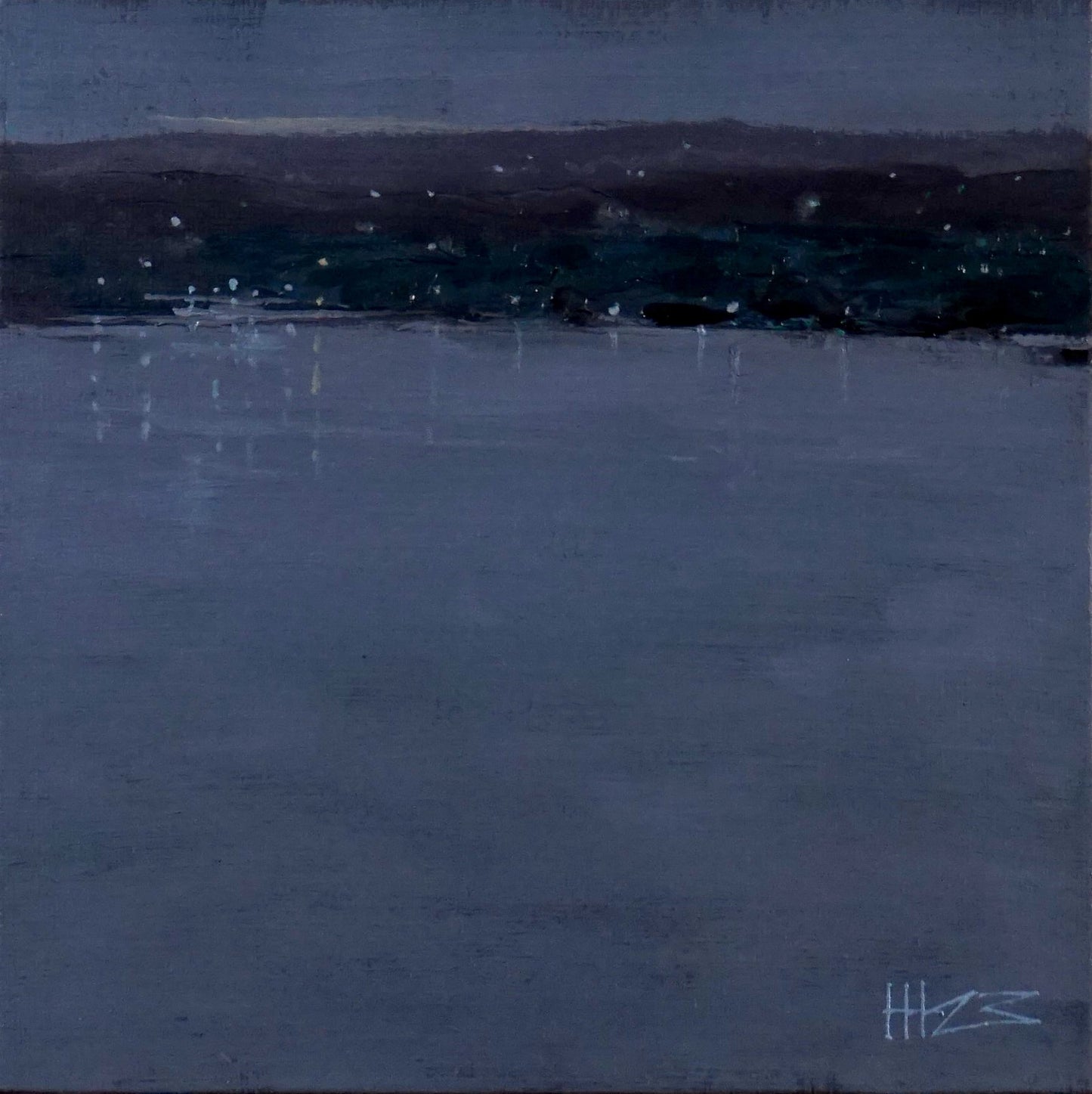 Calm grays- 18x18cm / Oil painting on canvas panel