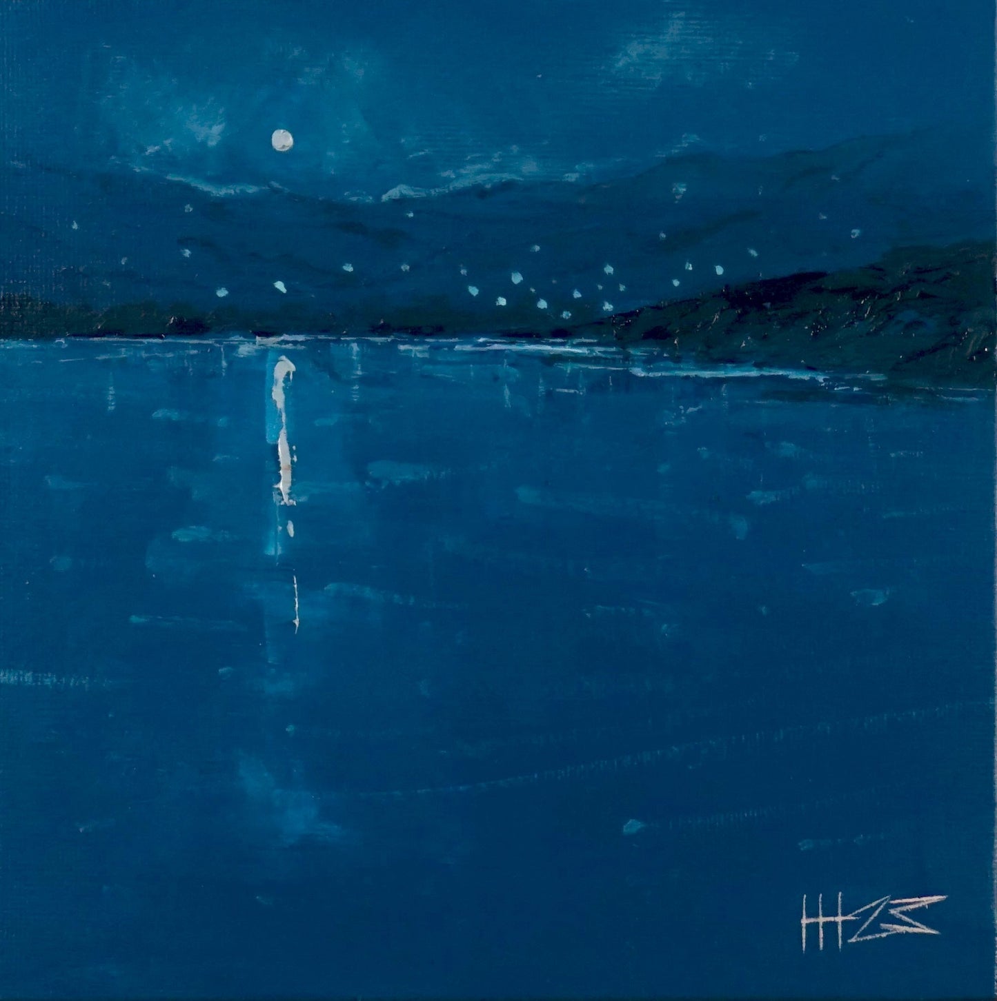 Night lights- 18x18cm / Oil painting on canvas panel