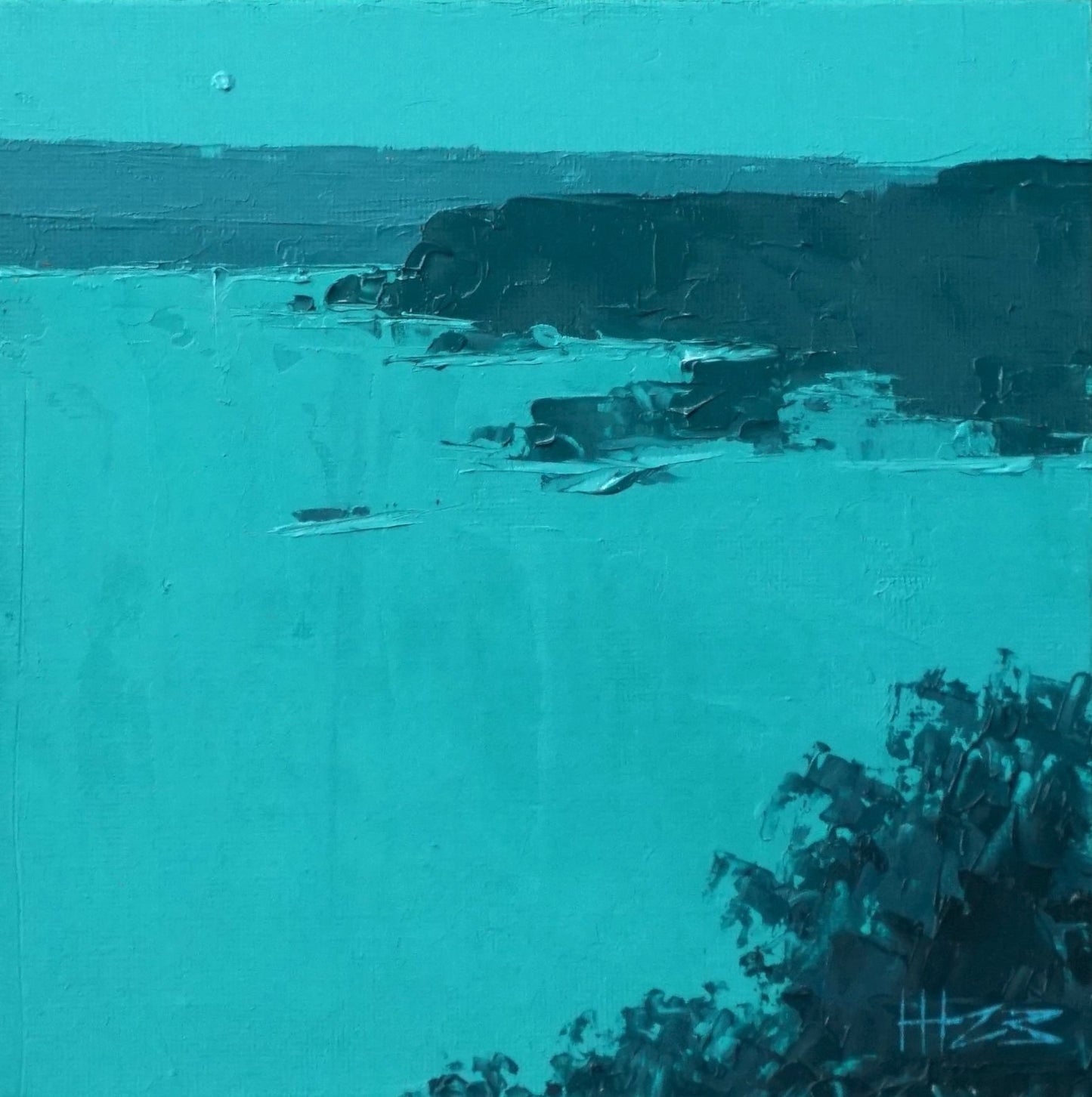 In green- 18x18cm / Oil painting on canvas panel