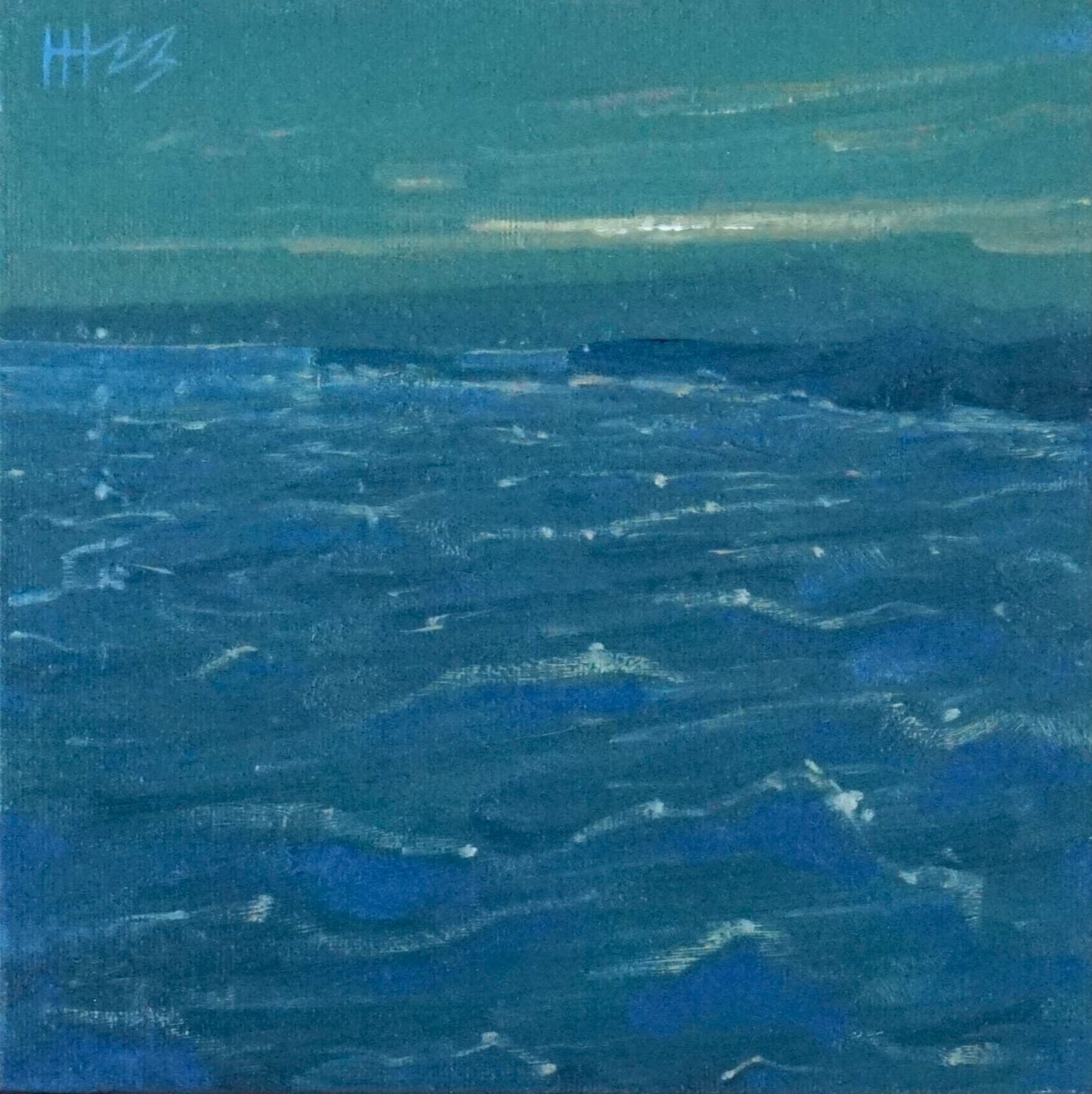 First light dancing on the waves- 18x18cm / Oil painting on canvas panel