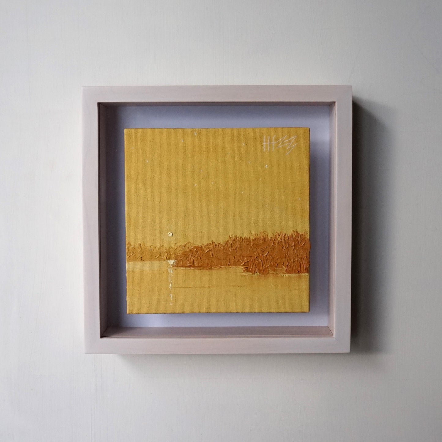 Night in yellow- 15x15cm / Oil painting on canvas panel
