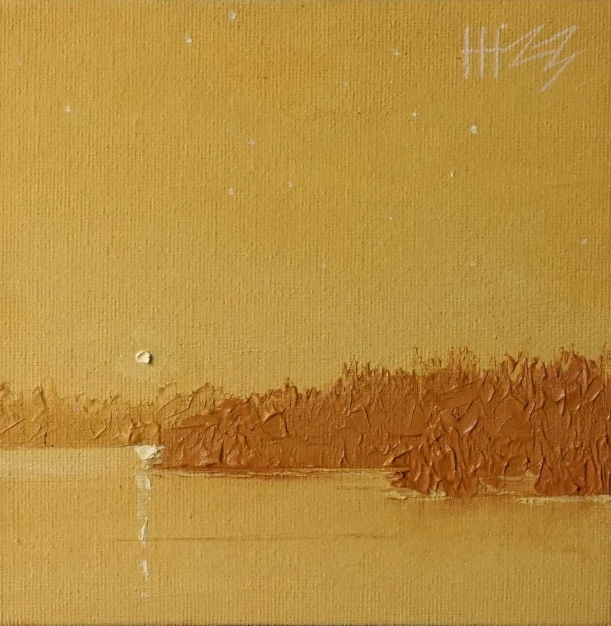 Night in yellow- 15x15cm / Oil painting on canvas panel