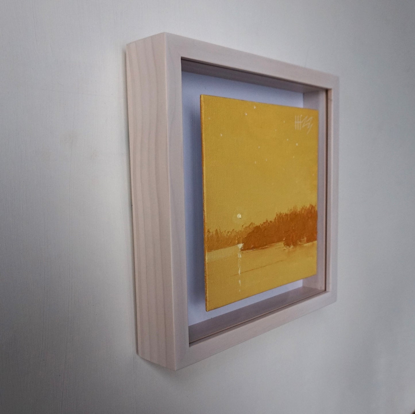 Night in yellow- 15x15cm / Oil painting on canvas panel