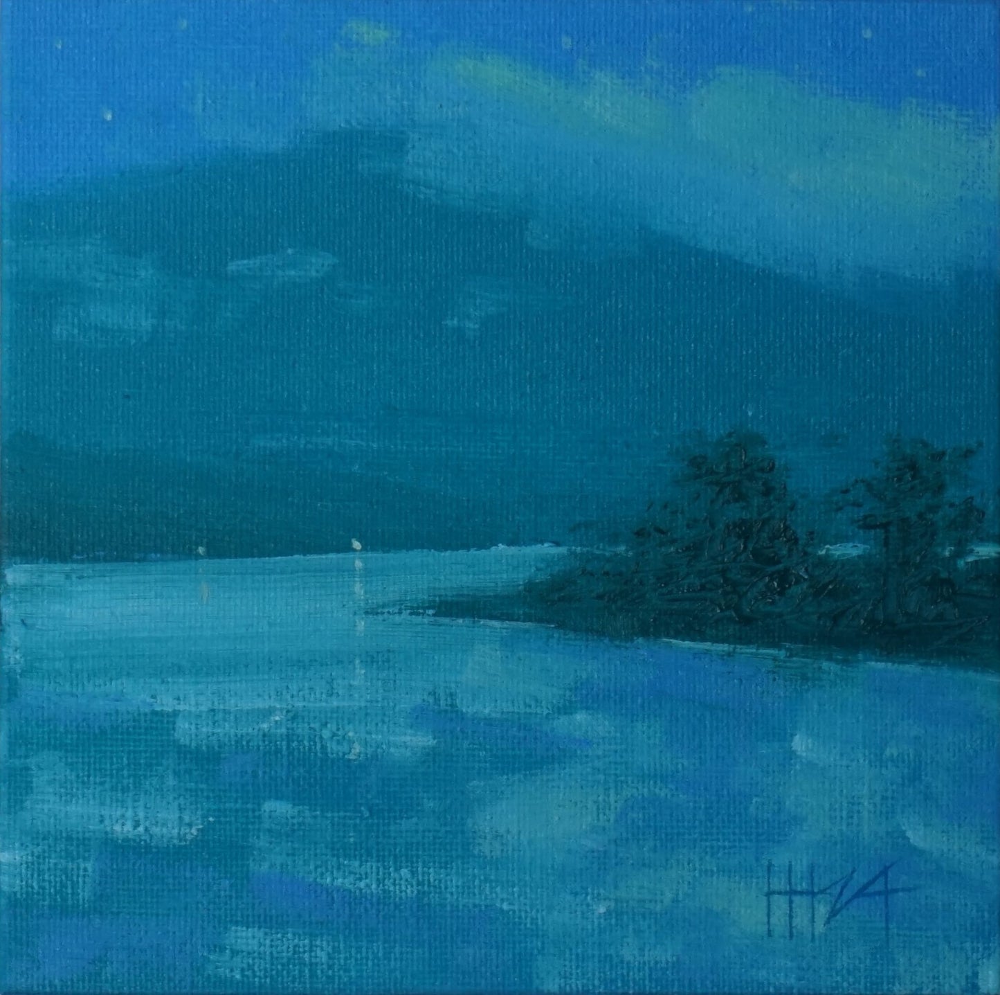 Silent mountain- 15x15cm / Oil painting on canvas panel