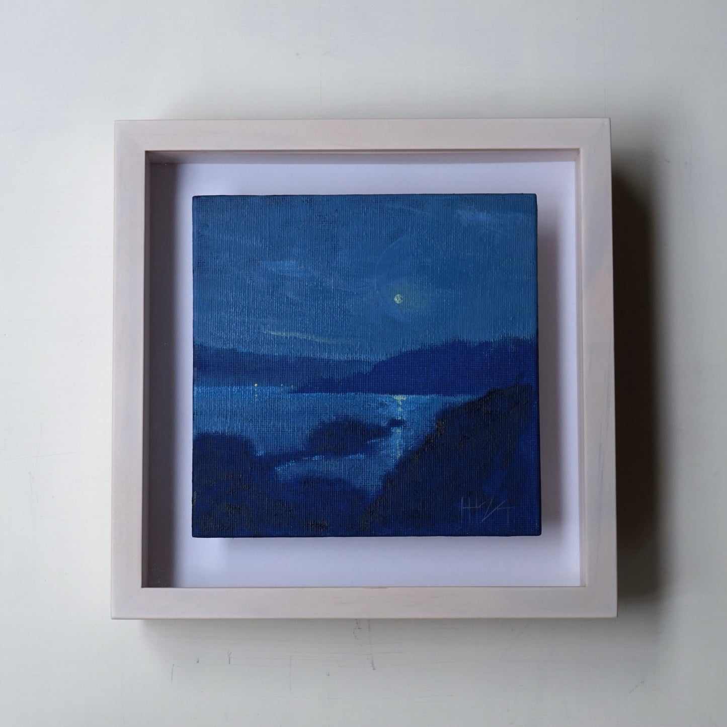 Full moon in Tamano- 15x15cm / Oil painting on canvas panel