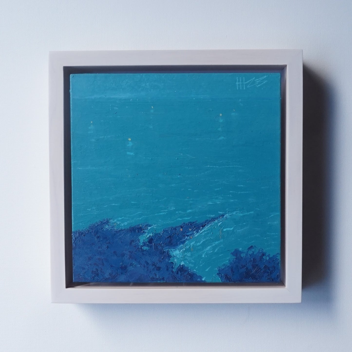 Ships in the fog - 18x18cm / Oil painting on canvas panel