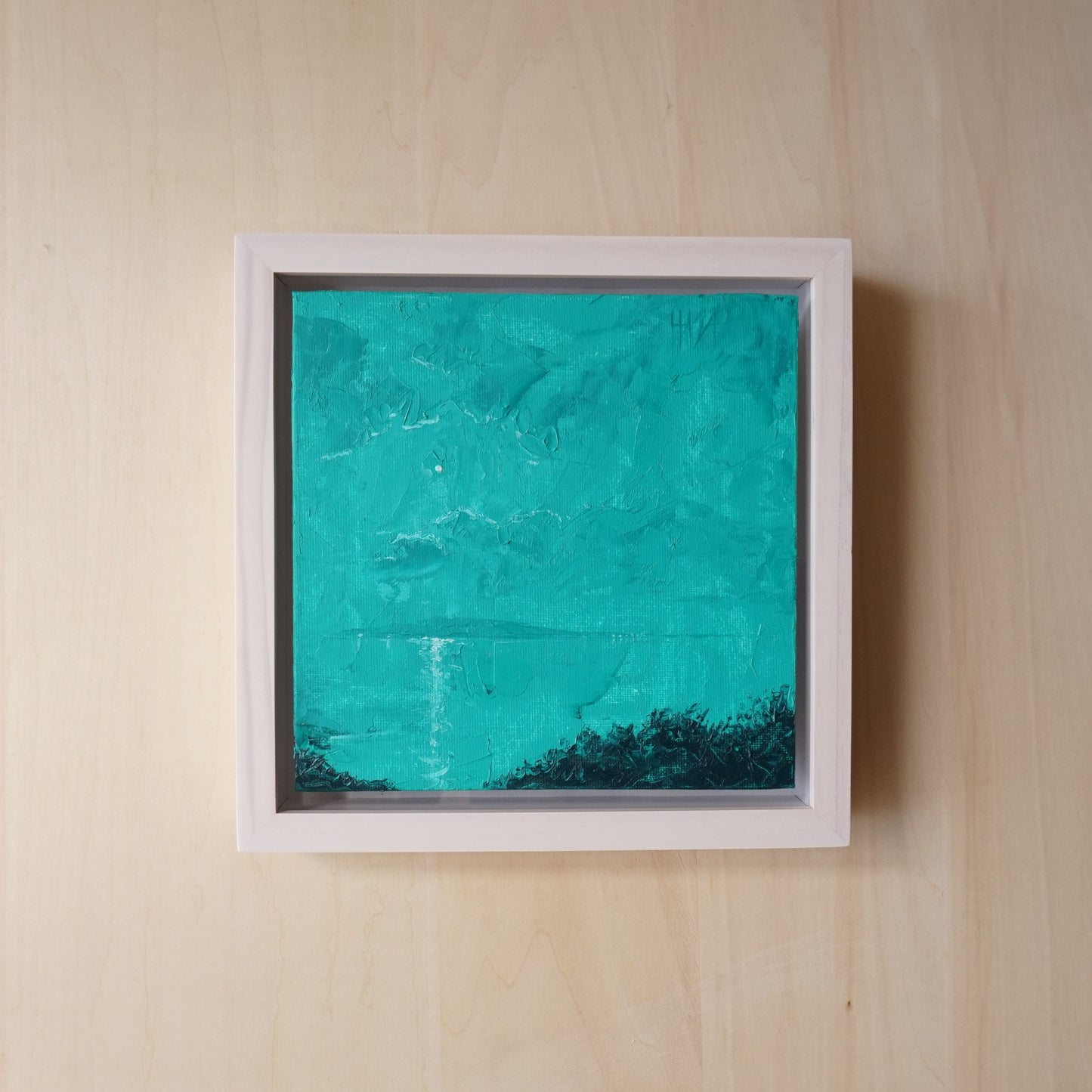 Nocturnal green- 18x18cm / Oil painting on canvas panel