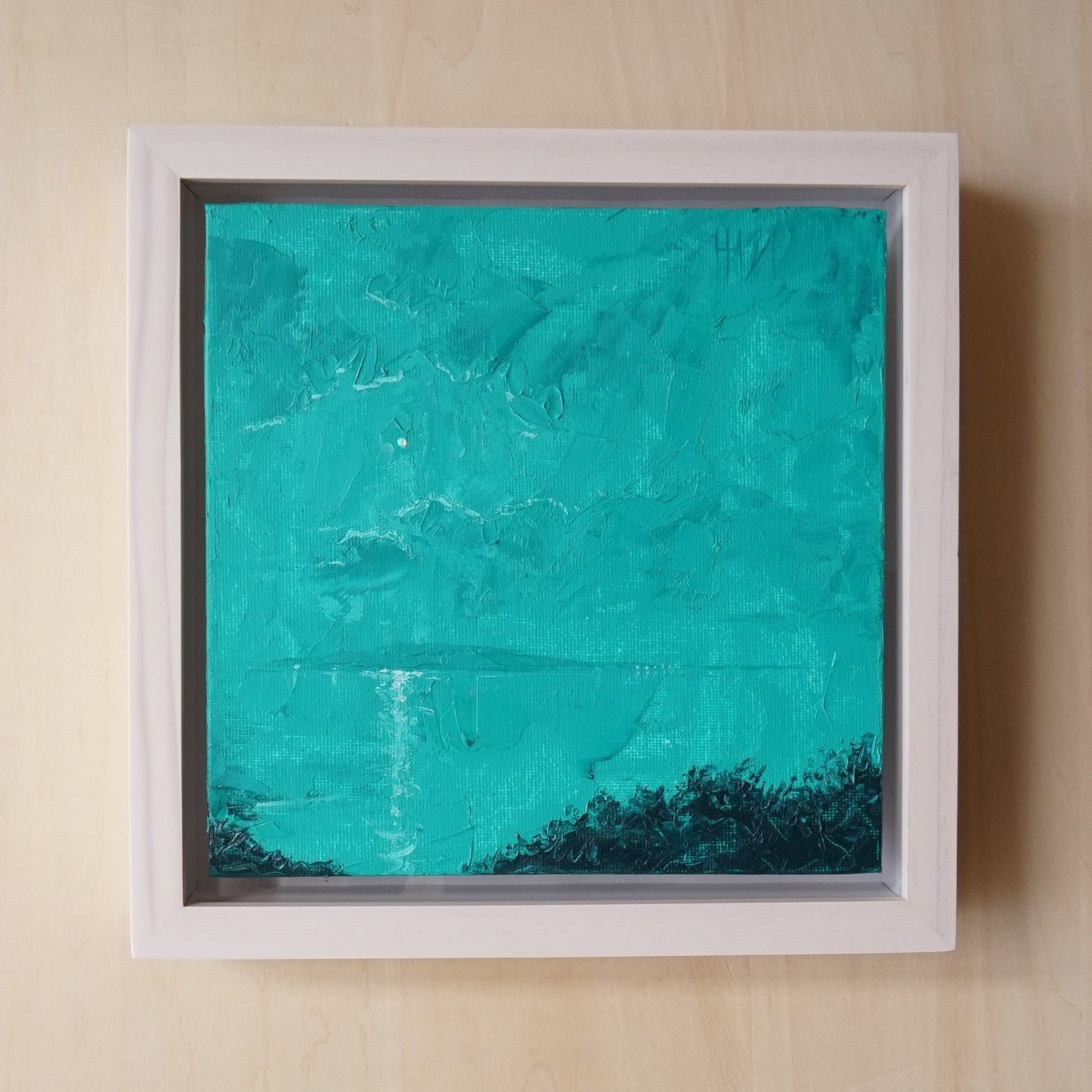 Nocturnal green- 18x18cm / Oil painting on canvas panel