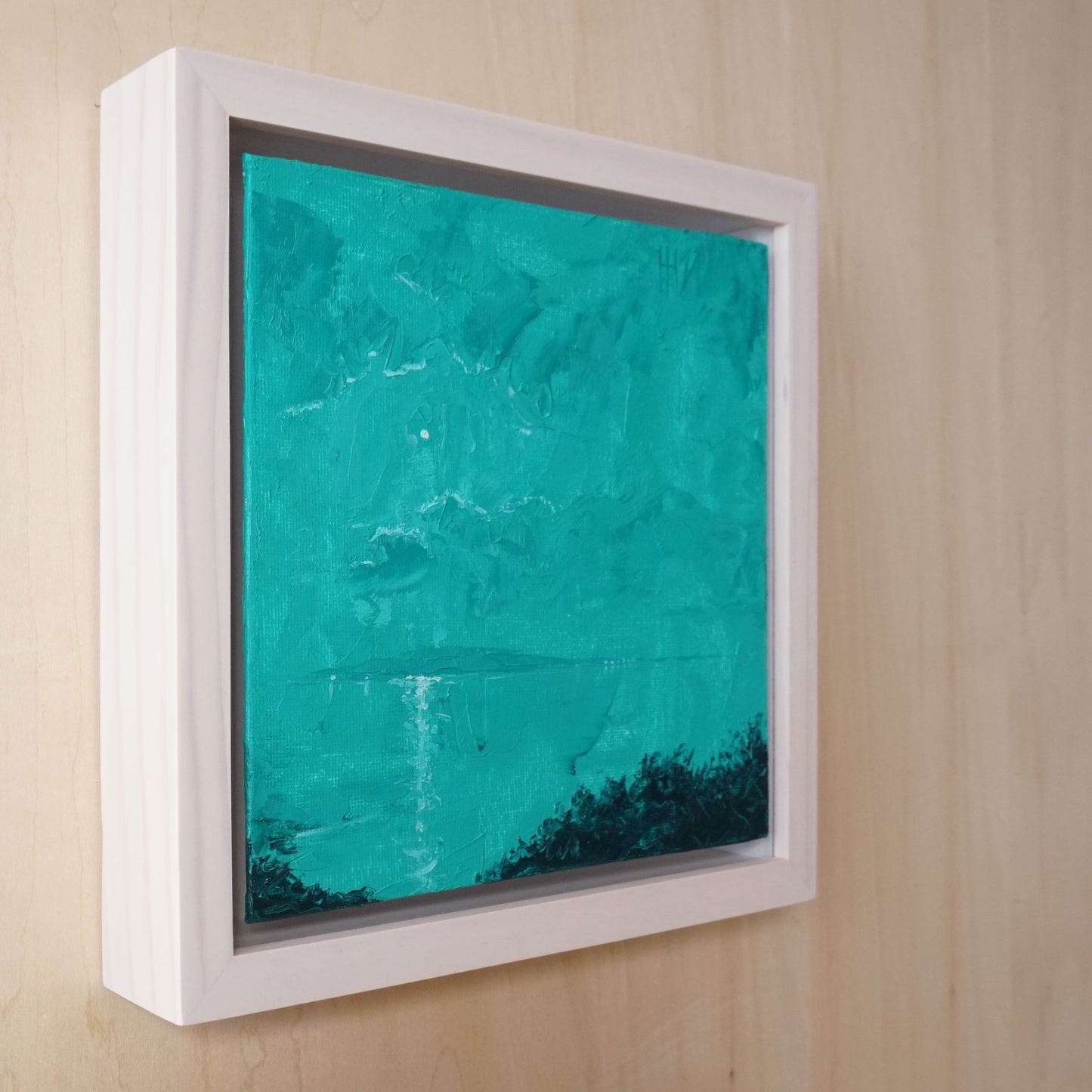 Nocturnal green- 18x18cm / Oil painting on canvas panel