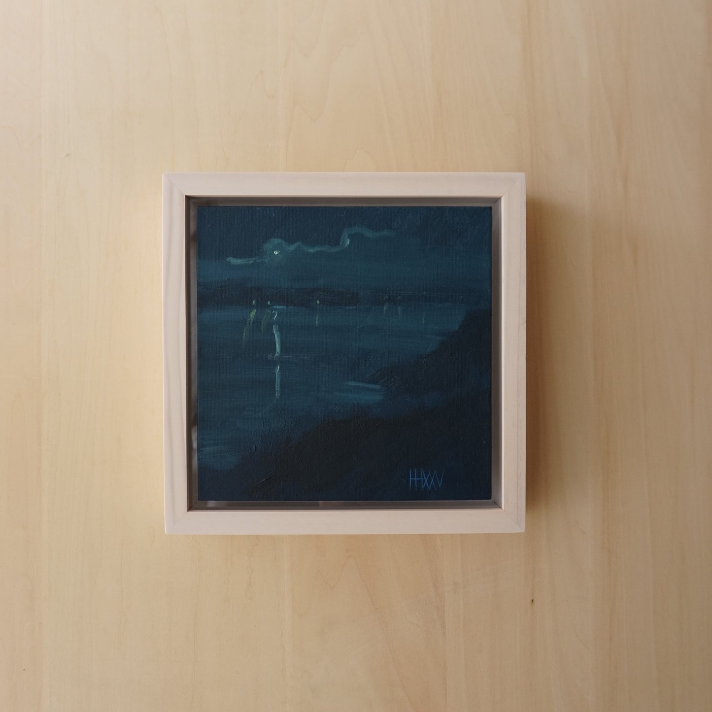 Night-time reflections- 18x18cm / Oil painting on canvas panel