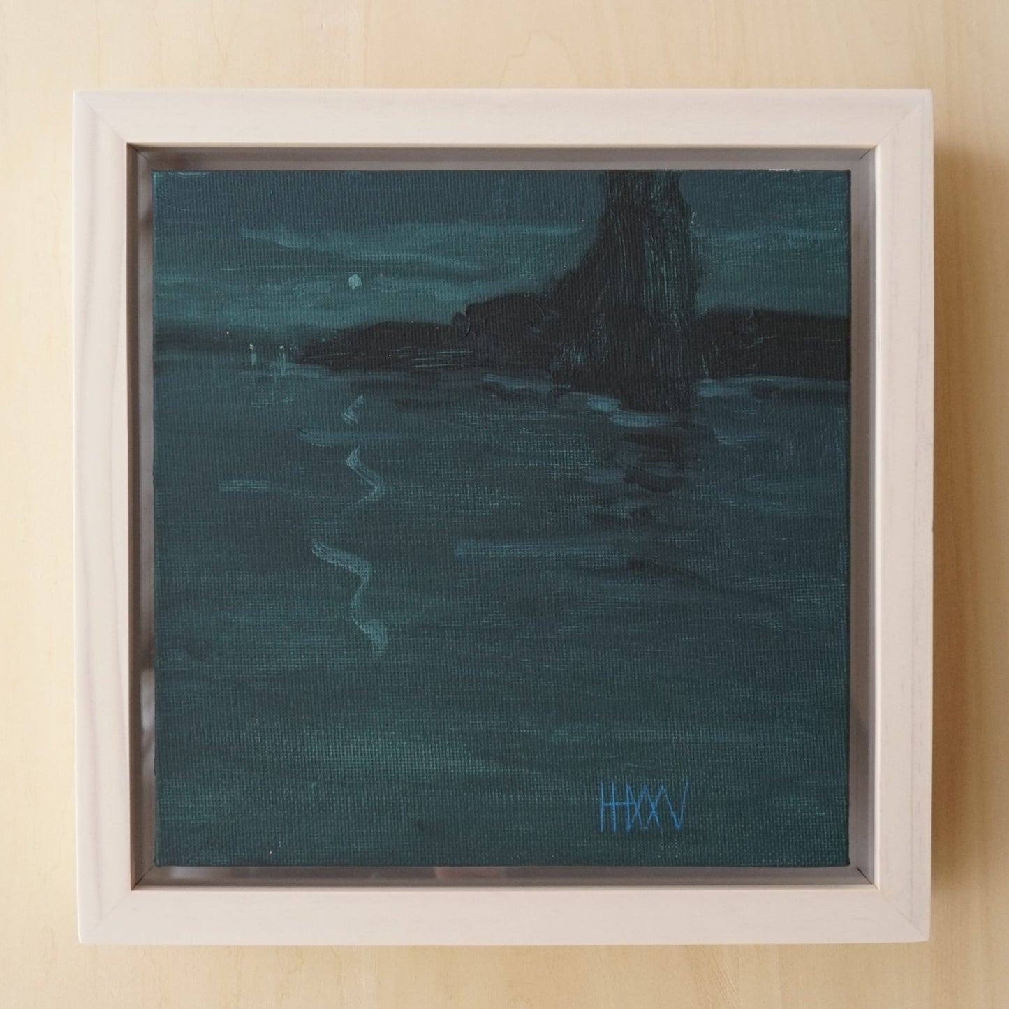 Following the moon- 18x18cm / Oil painting on canvas panel