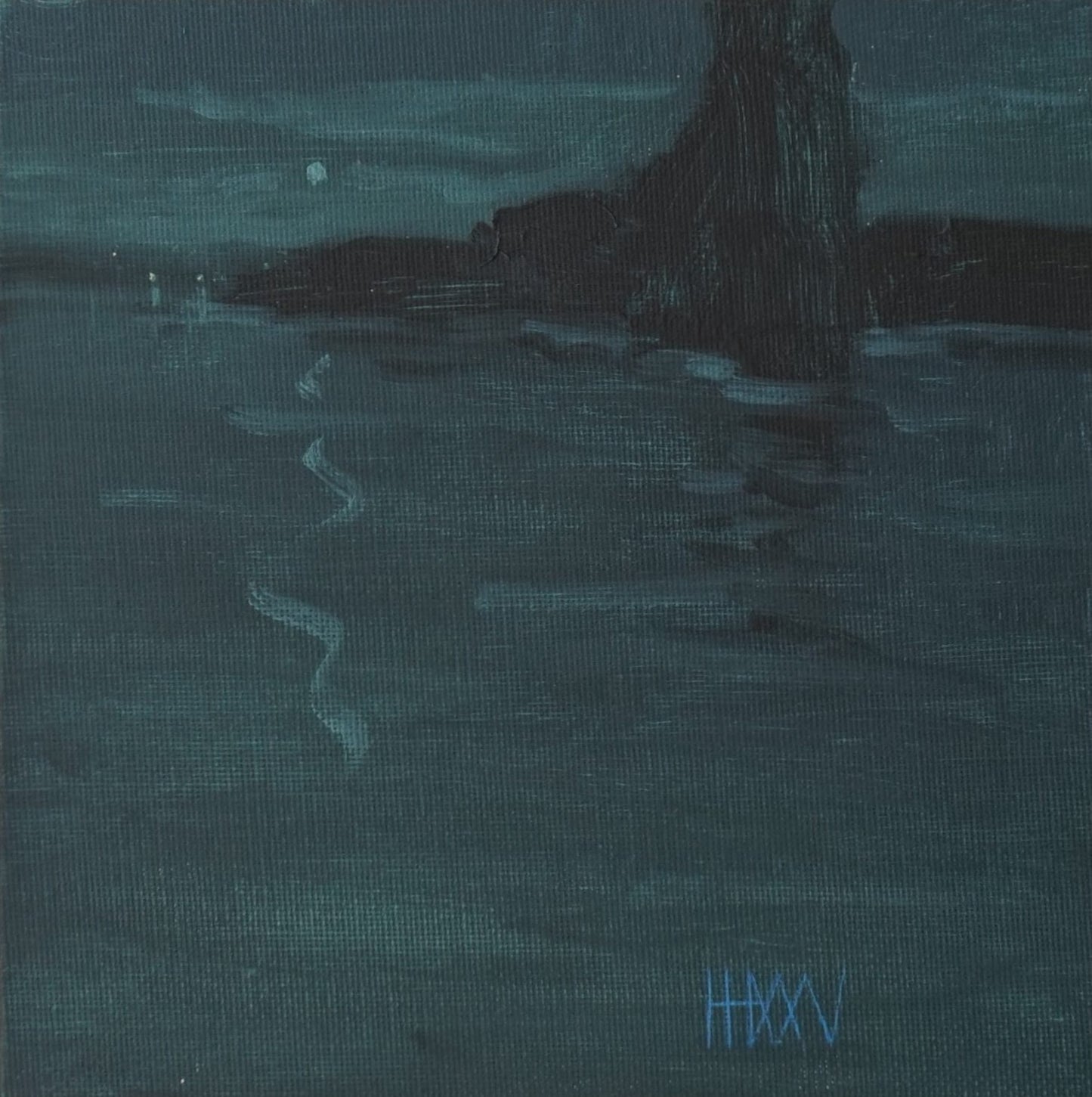 Following the moon- 18x18cm / Oil painting on canvas panel