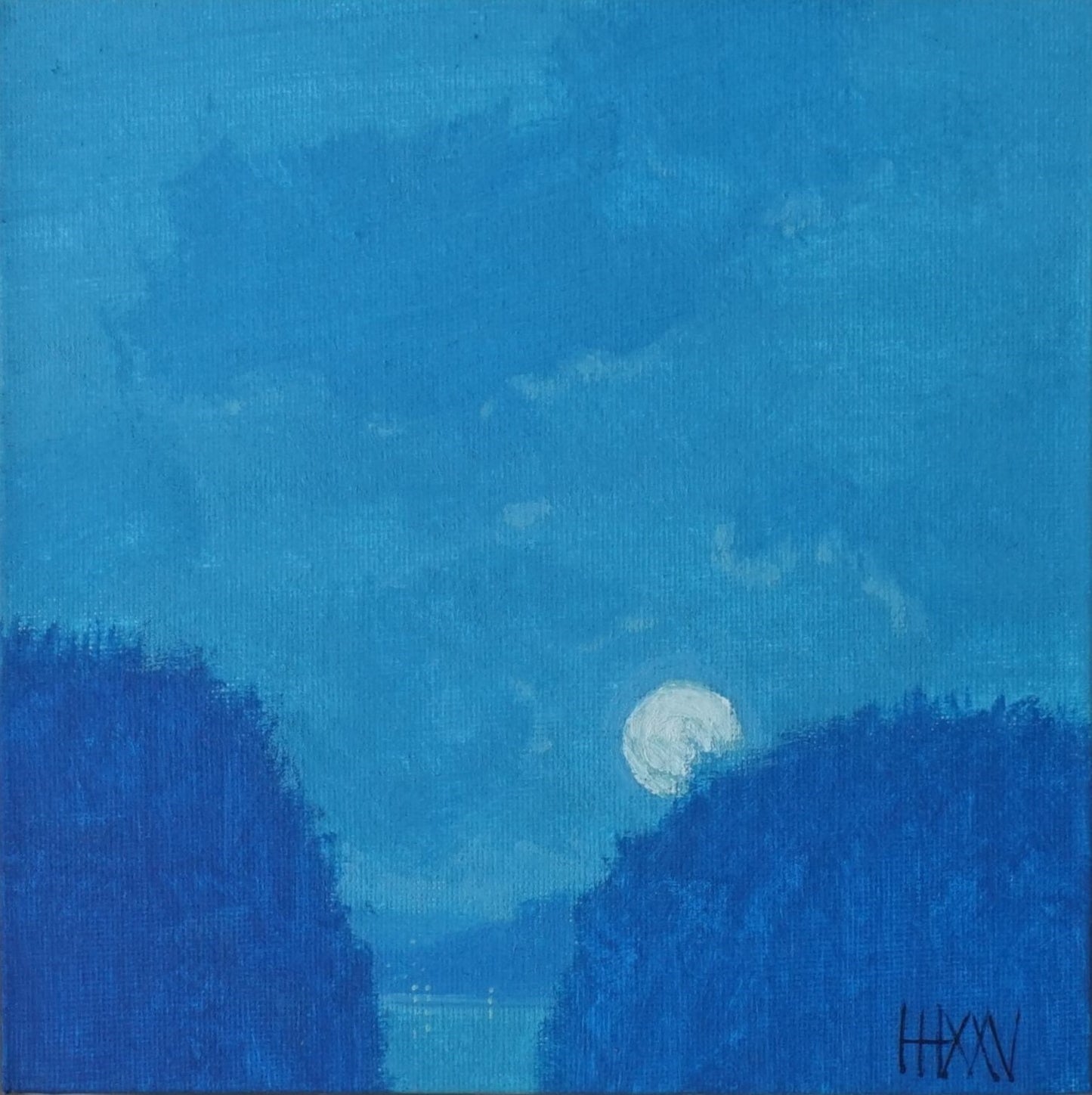 Night of the moon- 18x18cm / Oil painting on canvas panel