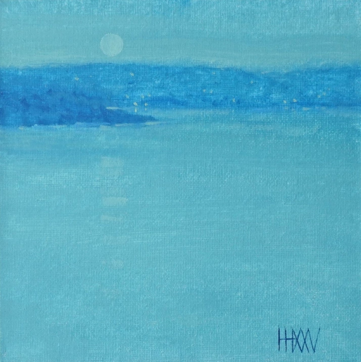 Full moon rising- 18x18cm / Oil painting on canvas panel