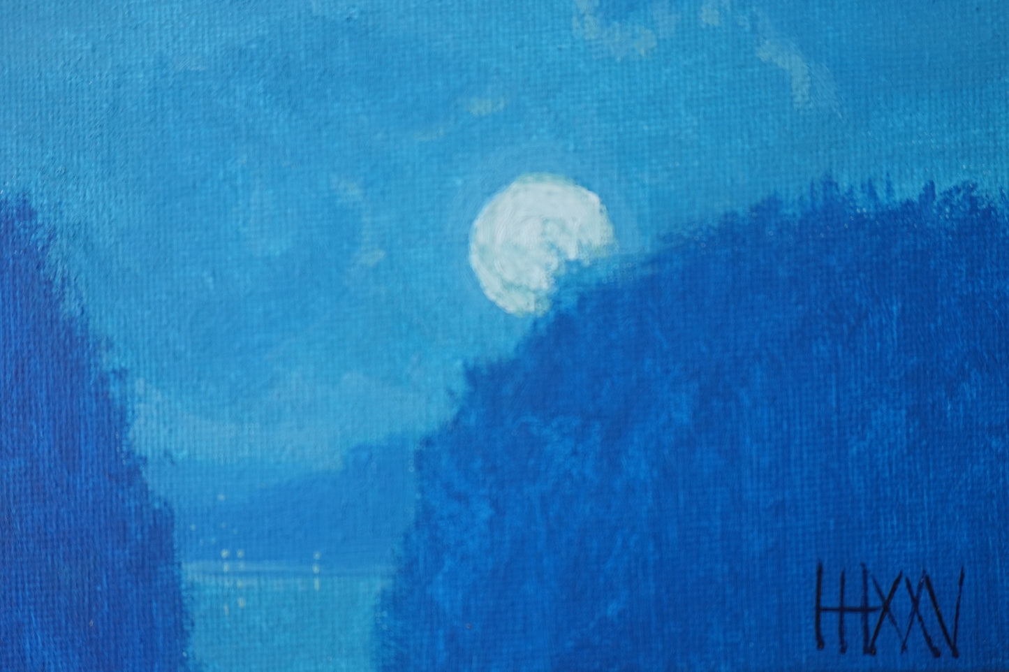 Night of the moon- 18x18cm / Oil painting on canvas panel