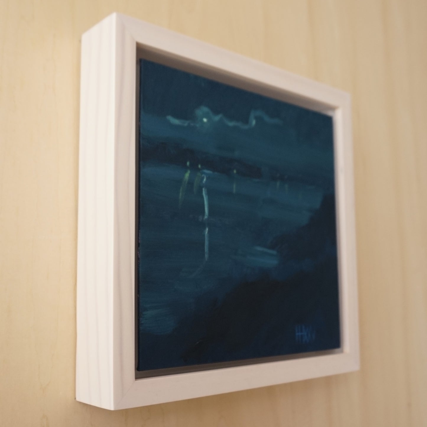 Night-time reflections- 18x18cm / Oil painting on canvas panel