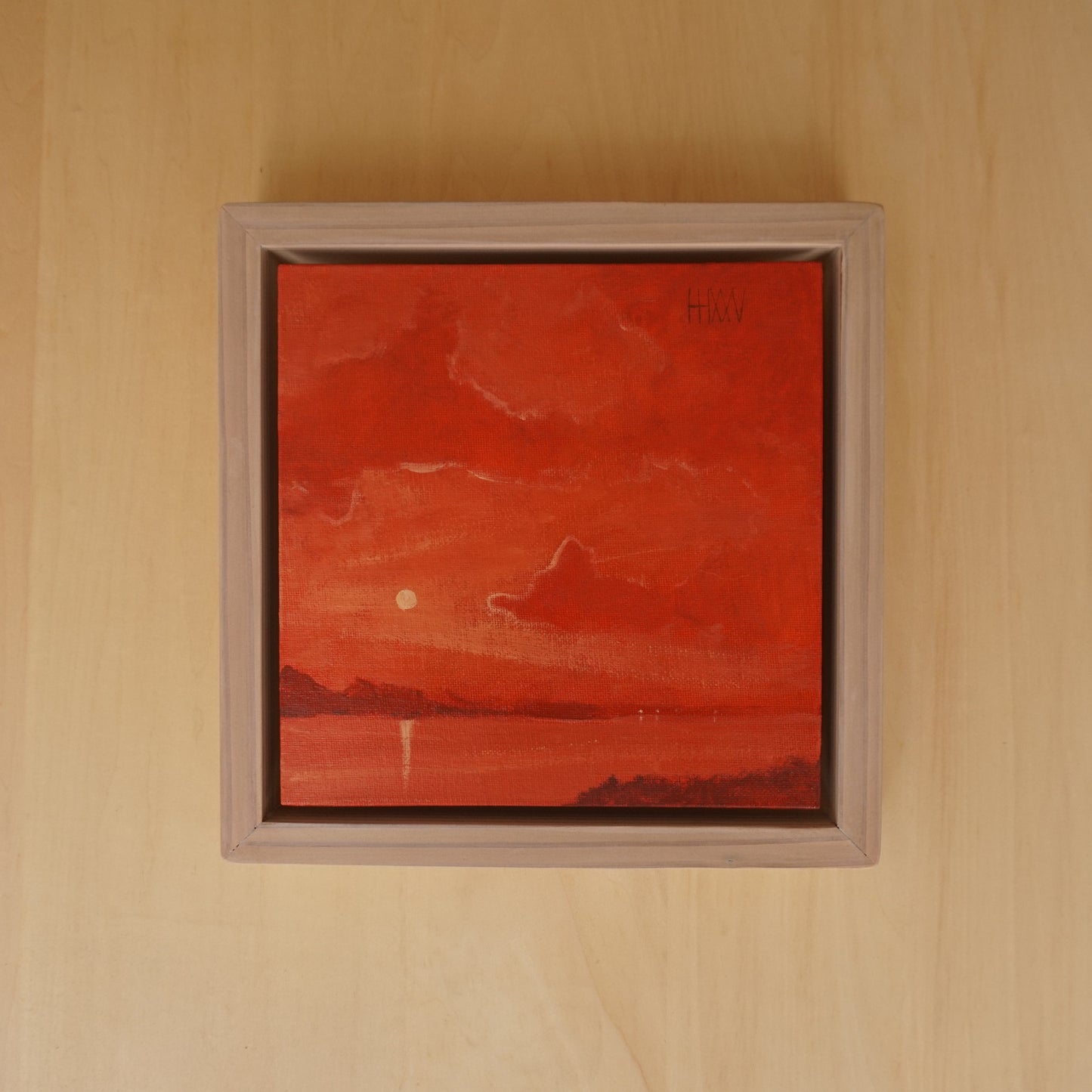 Swimming in Red- 20x20cm / Oil painting on canvas panel