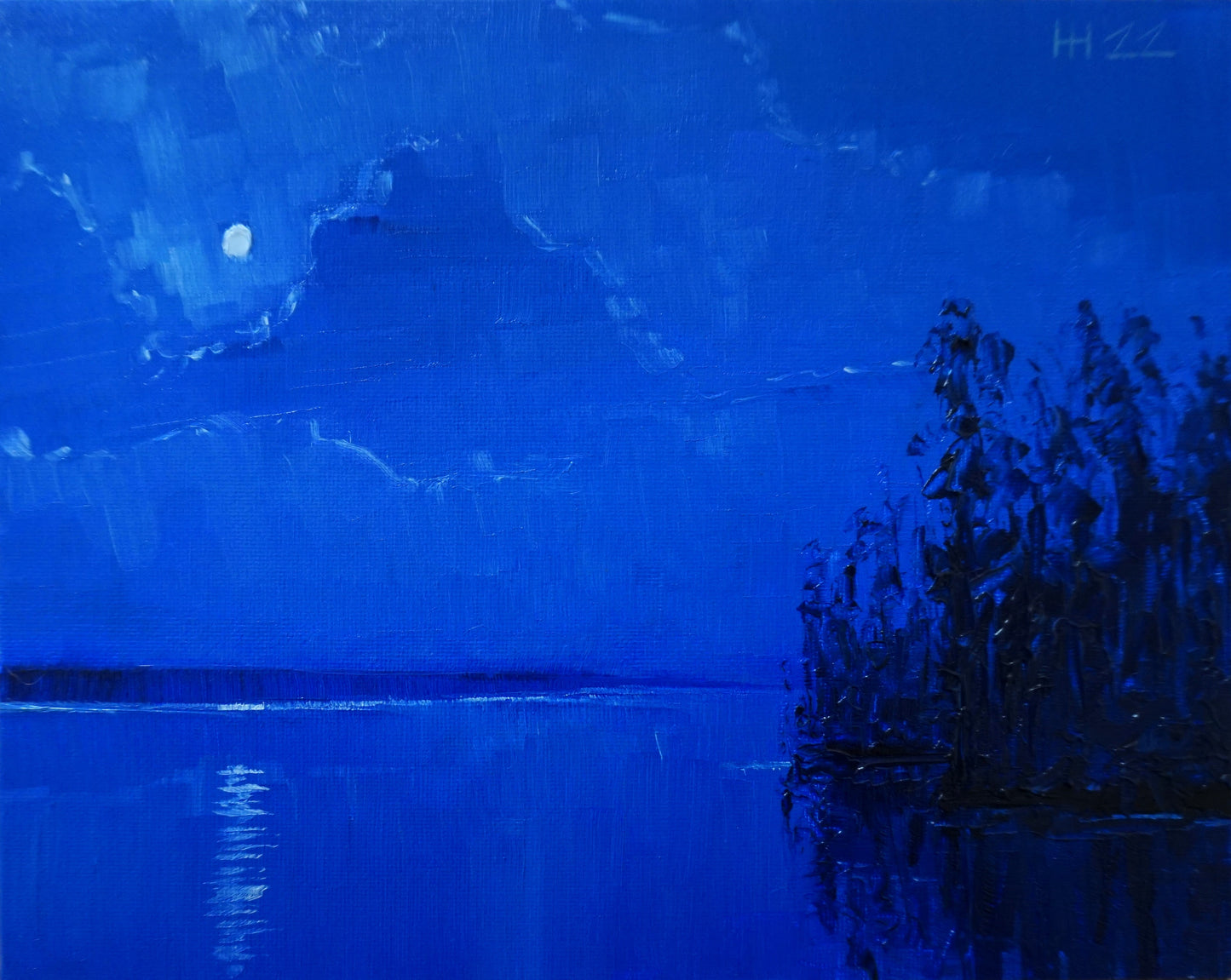 Once in a blue moon - 20x25.5cm / Oil painting on canvas panel