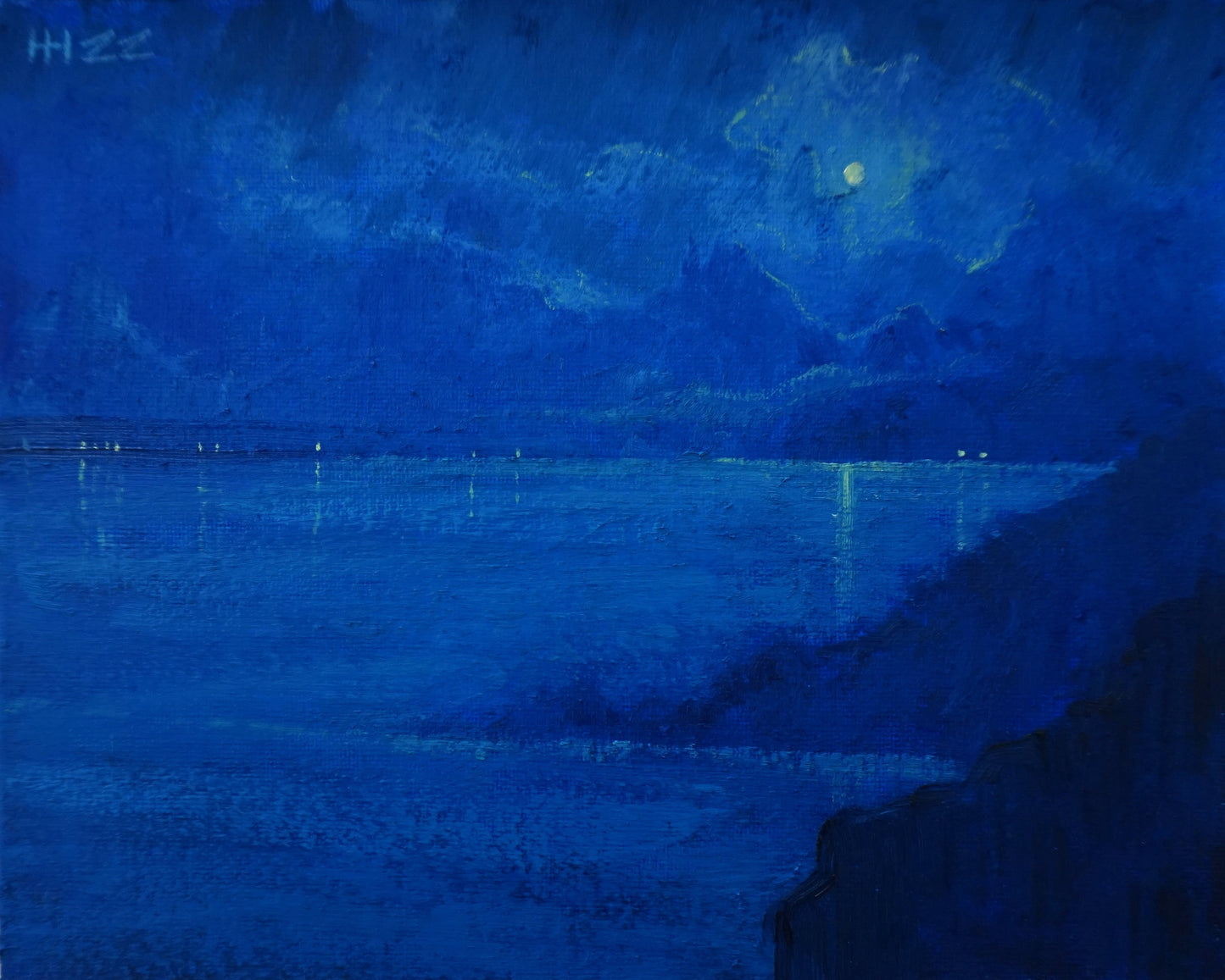 Once in a green moon - 20x25.5cm / Oil painting on canvas panel
