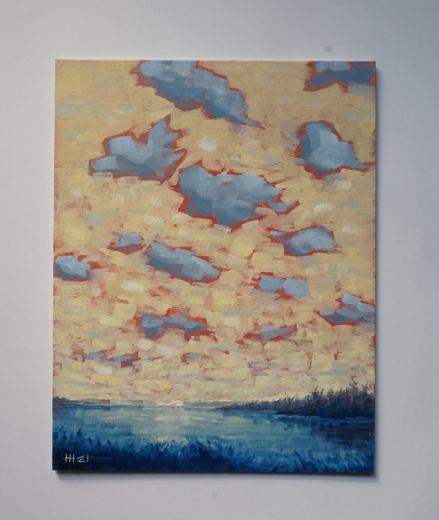 Warm winter sky - 28 x 35.5cm / Oil painting on canvas panel
