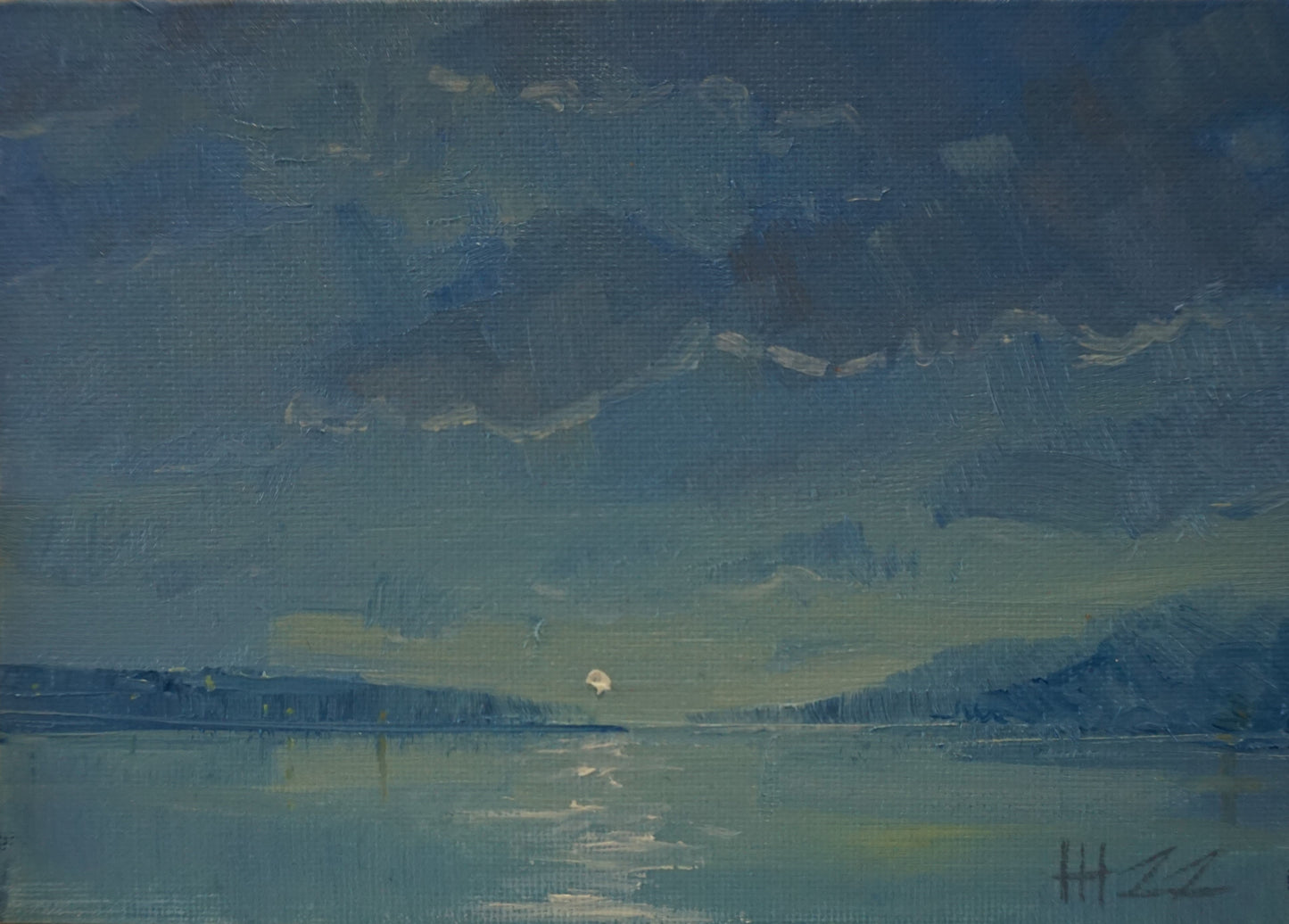 Wise moon- 18x13cm / Oil painting on canvas panel