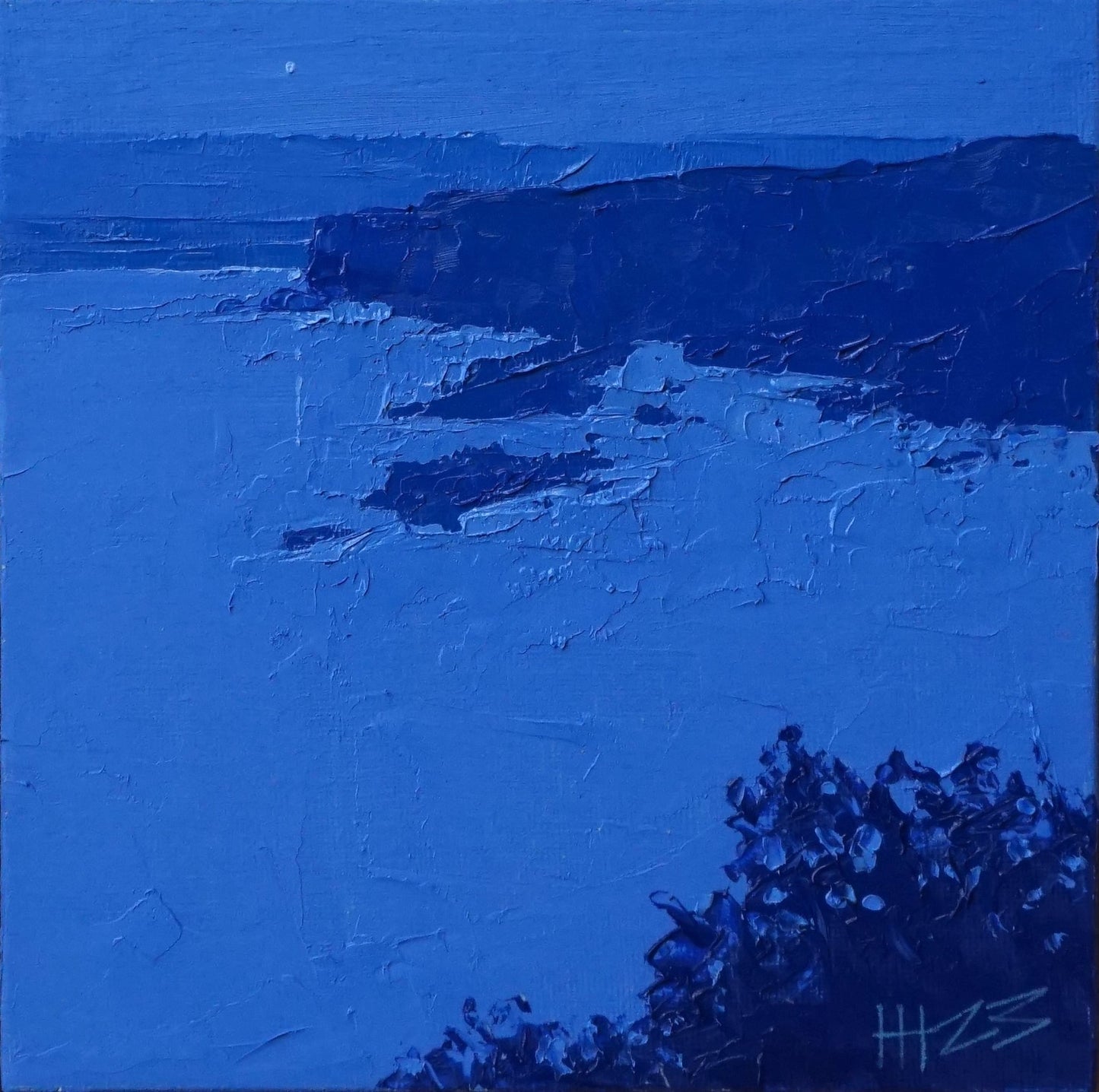 In blue- 18x18cm / Oil painting on canvas panel