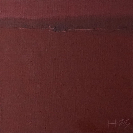 Lonely red- 18x18cm / Oil painting on canvas panel