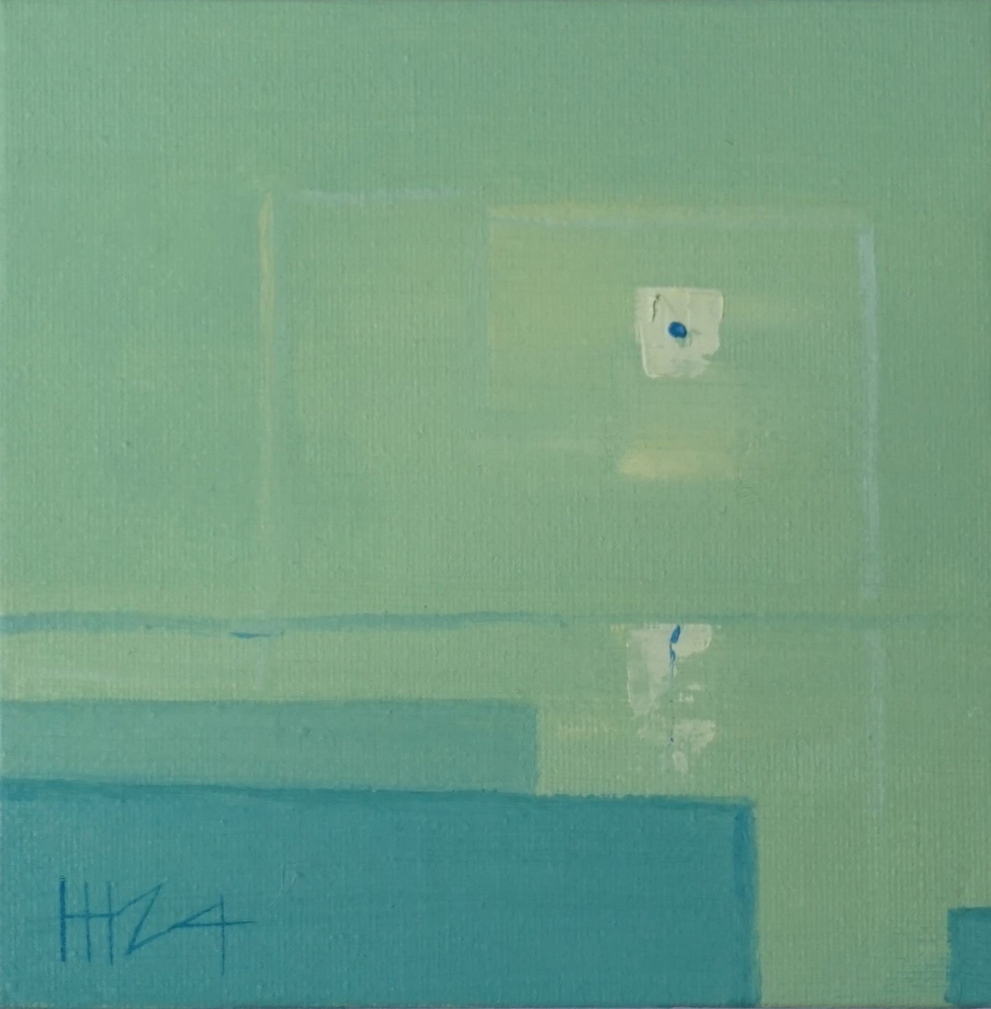 Blue sun- 15x15cm / Oil painting on canvas panel