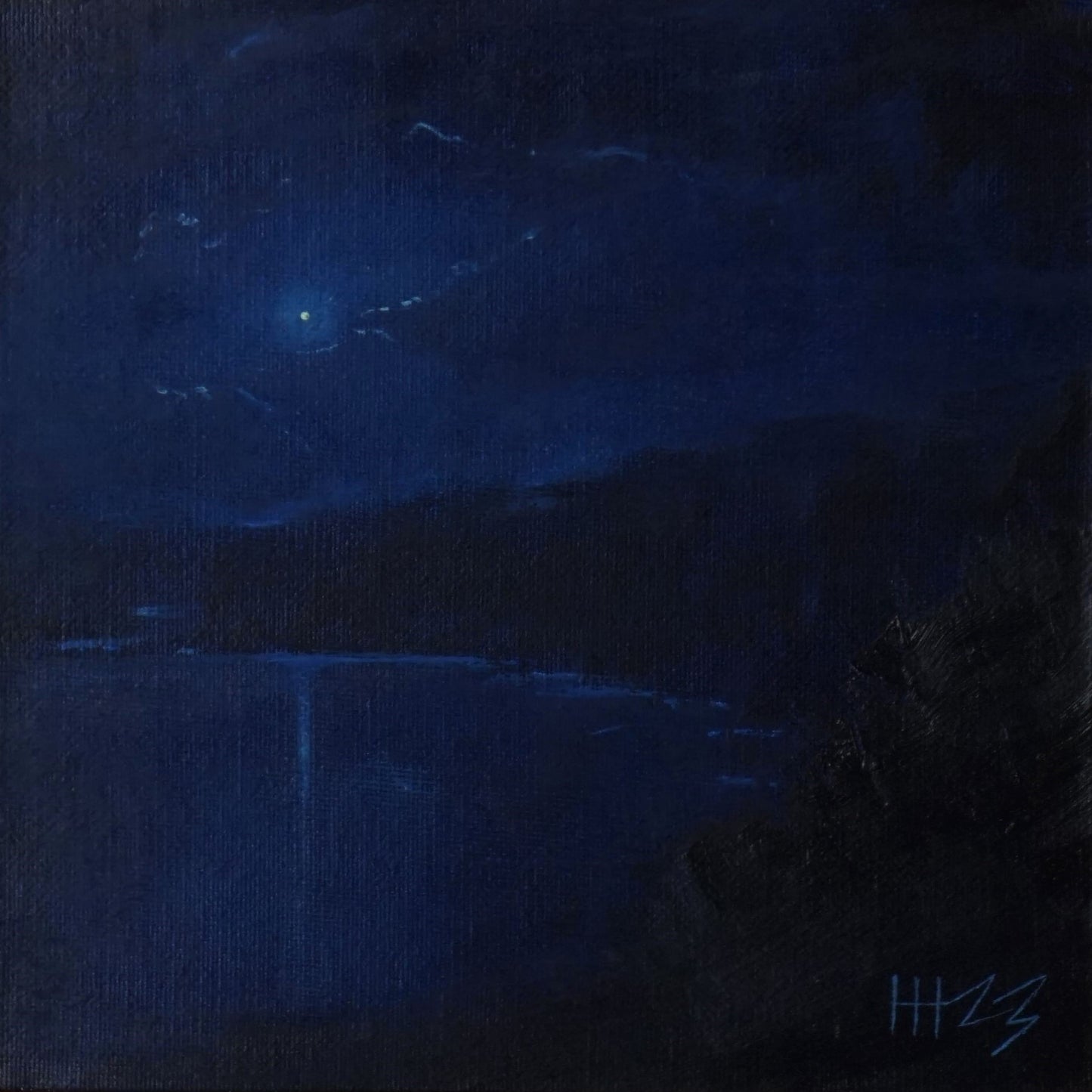 Nocturne observation-20x20cm / Oil painting on canvas panel