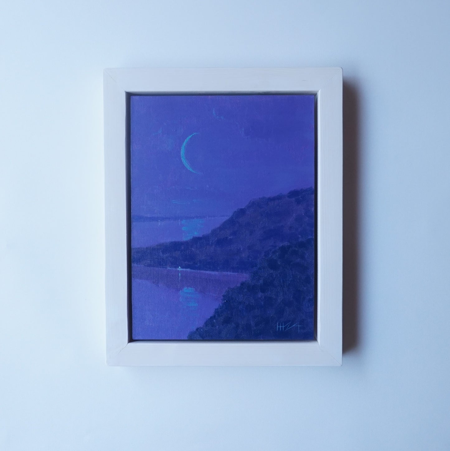 Crescent in blue - 23x30.5cm / Oil painting on canvas panel