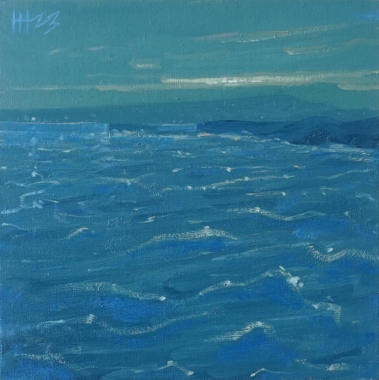 First light dancing on the waves- 18x18cm / Oil painting on canvas panel