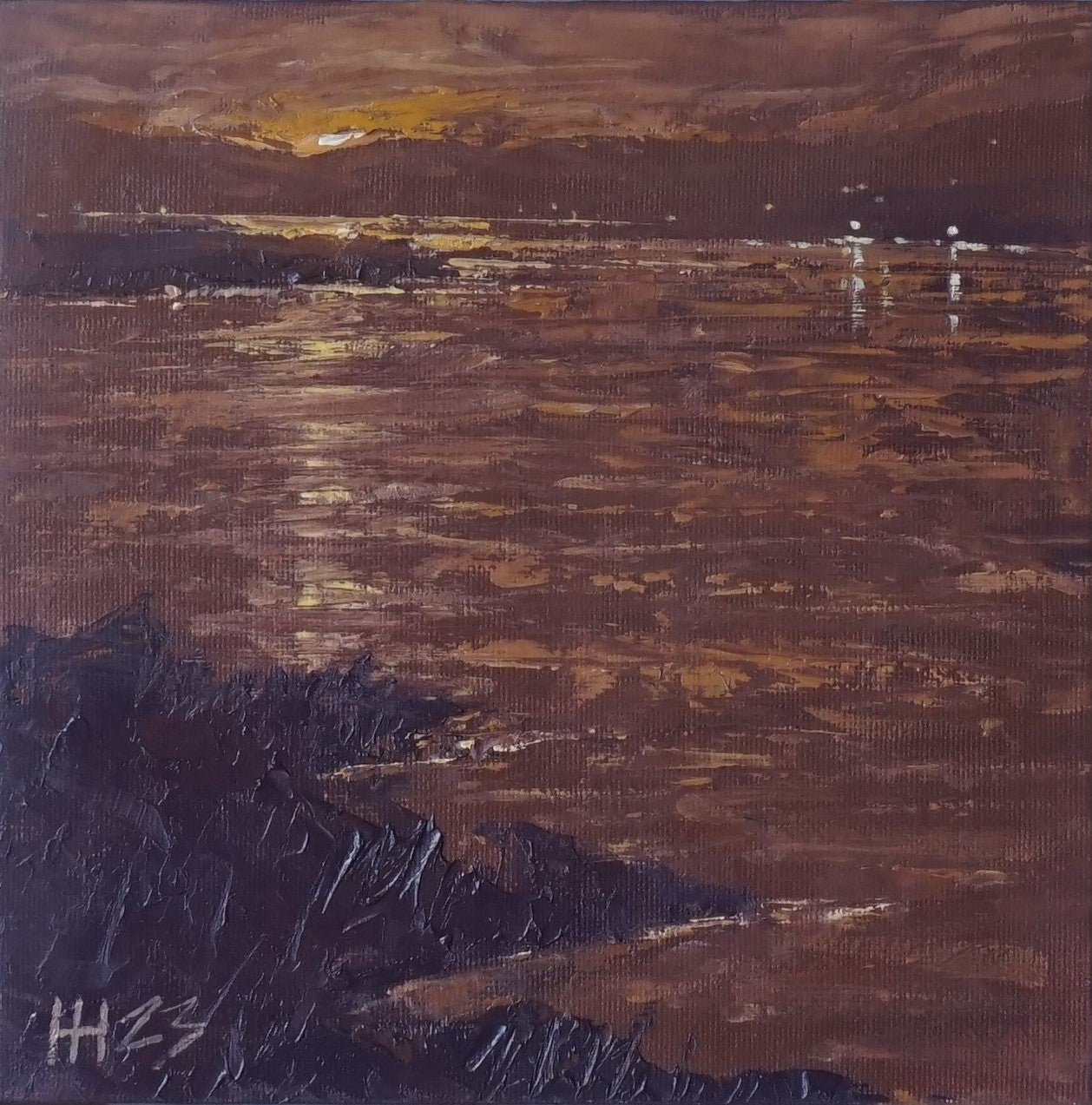 Rich sunset- 18x18cm / Oil painting on canvas panel