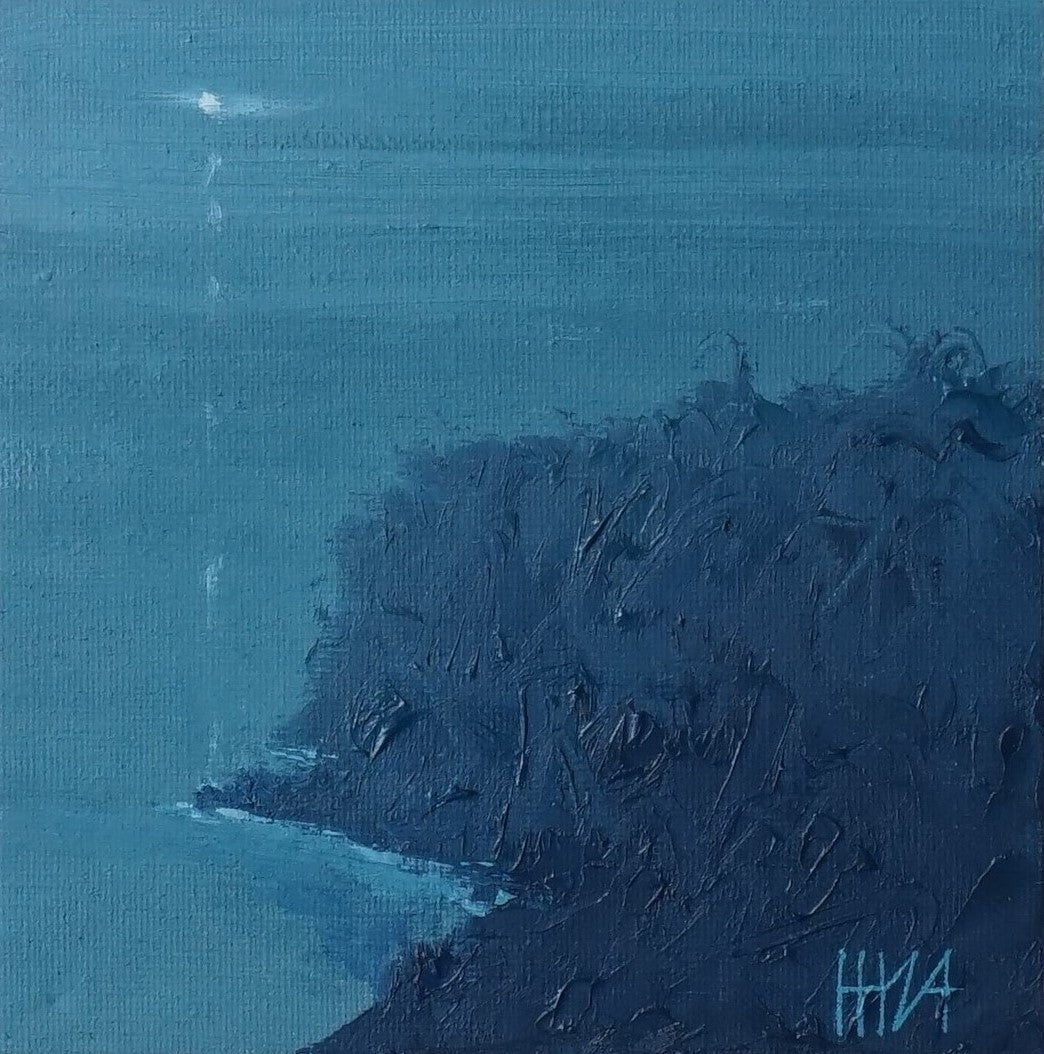 Heavy fog in the moonlight- 15x15cm / Oil painting on canvas panel