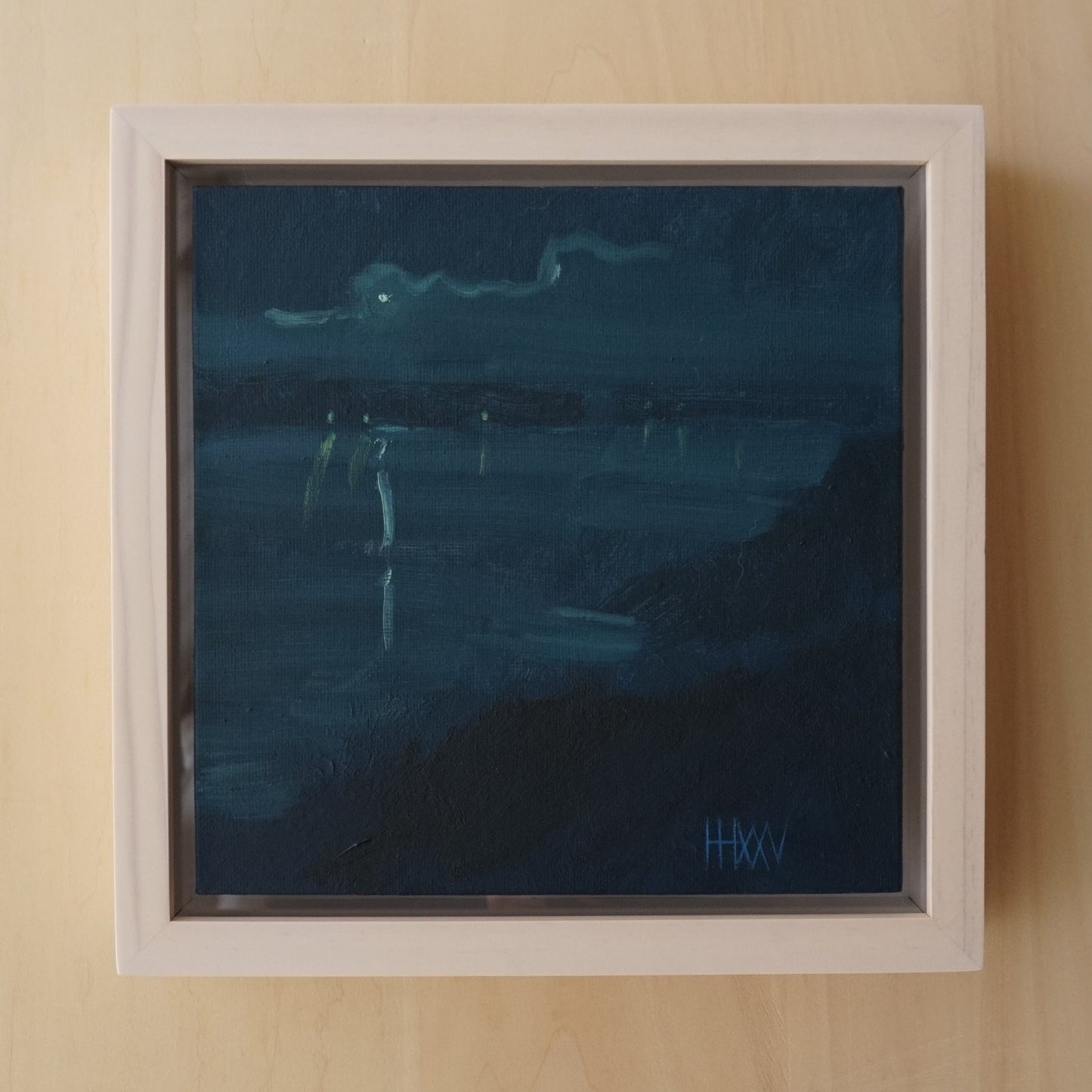 Night-time reflections- 18x18cm / Oil painting on canvas panel