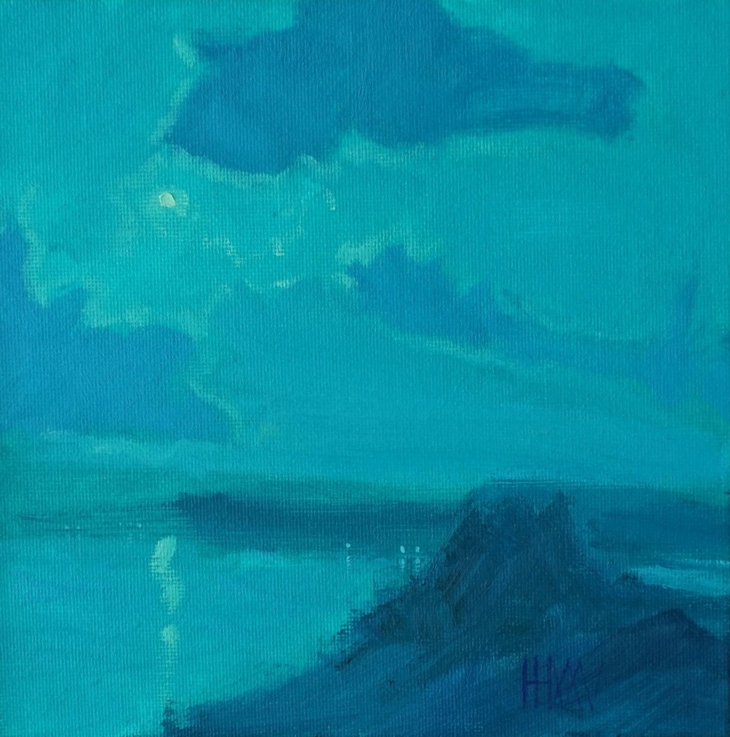 Swimming in the Sky- 18x18cm / Oil painting on canvas panel