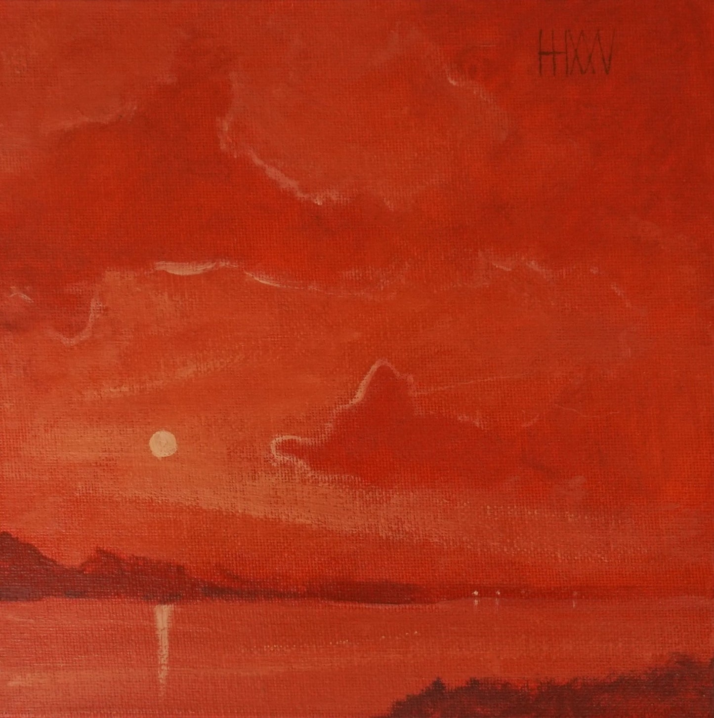 Swimming in Red- 20x20cm / Oil painting on canvas panel
