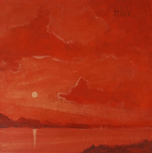 Swimming in Red- 20x20cm / Oil painting on canvas panel