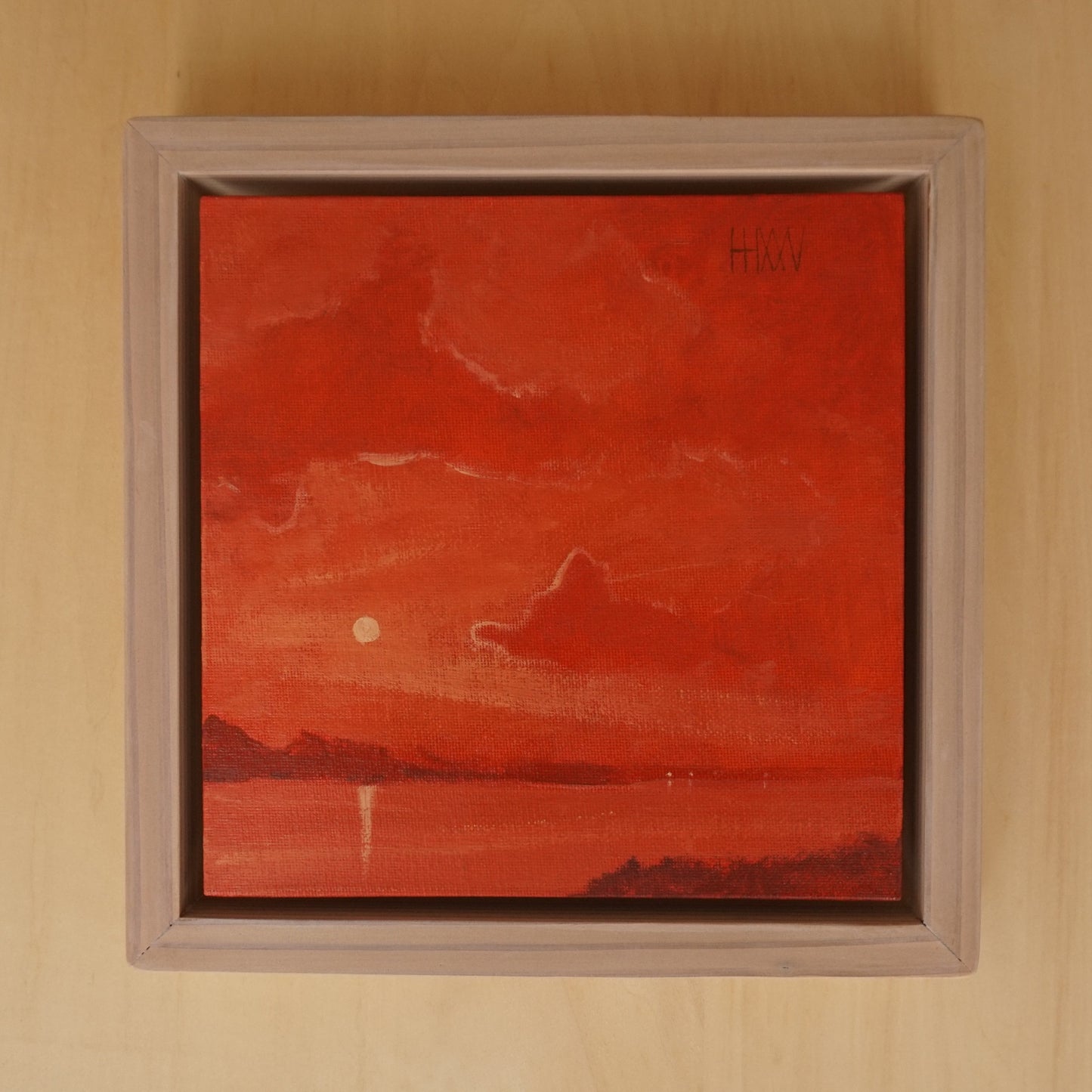 Swimming in Red- 20x20cm / Oil painting on canvas panel