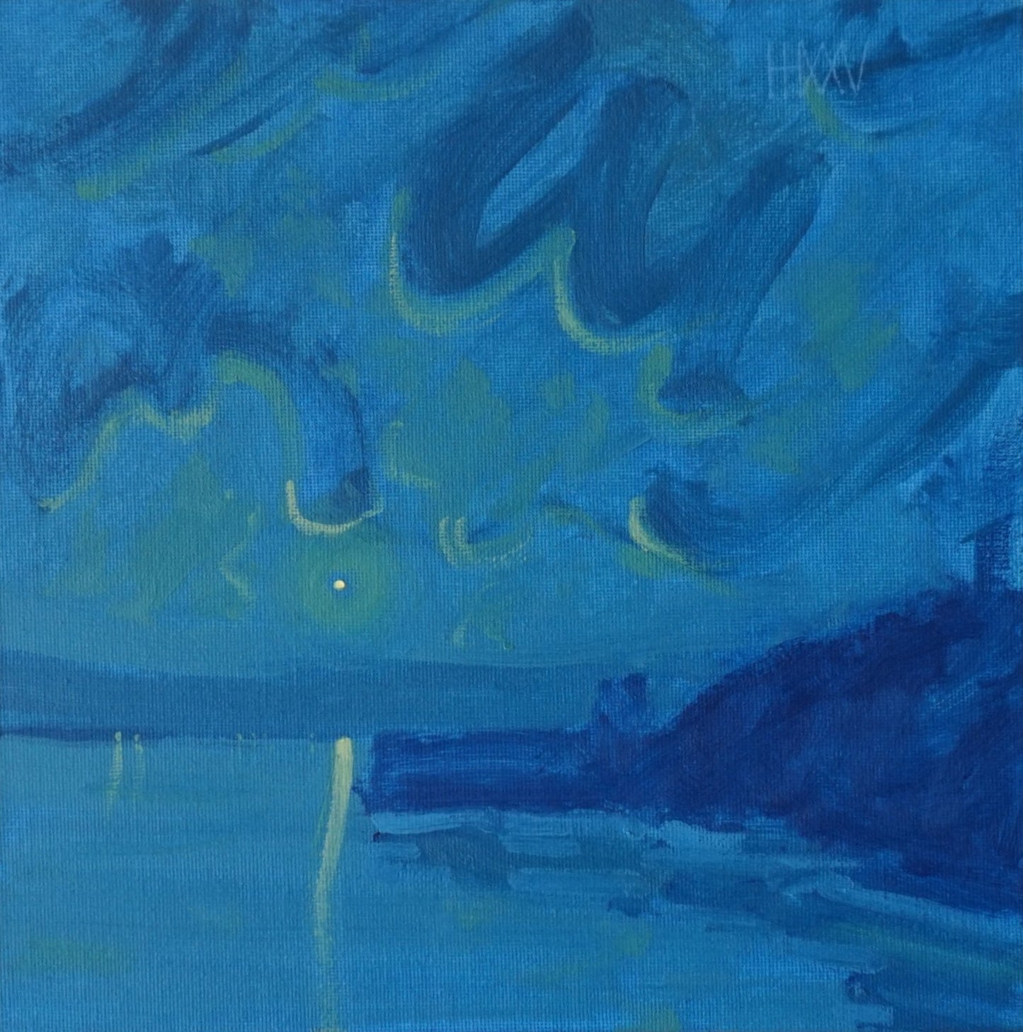 Clean Blue - 25.5x25.5cm / Oil painting on canvas panel