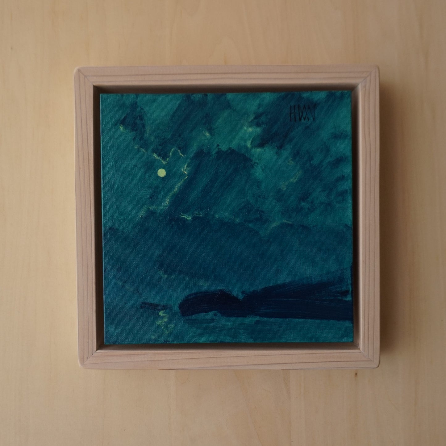 Bat-Moon- 20x20cm / Oil painting on canvas panel