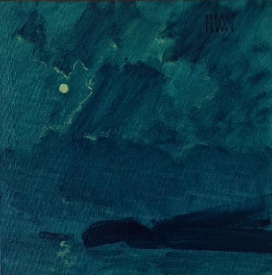 Bat-Moon- 20x20cm / Oil painting on canvas panel