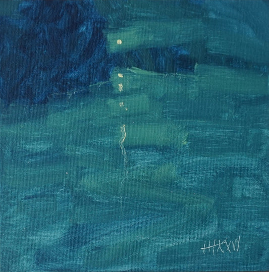 As the Night Flows- 18x18cm / Oil painting on canvas panel