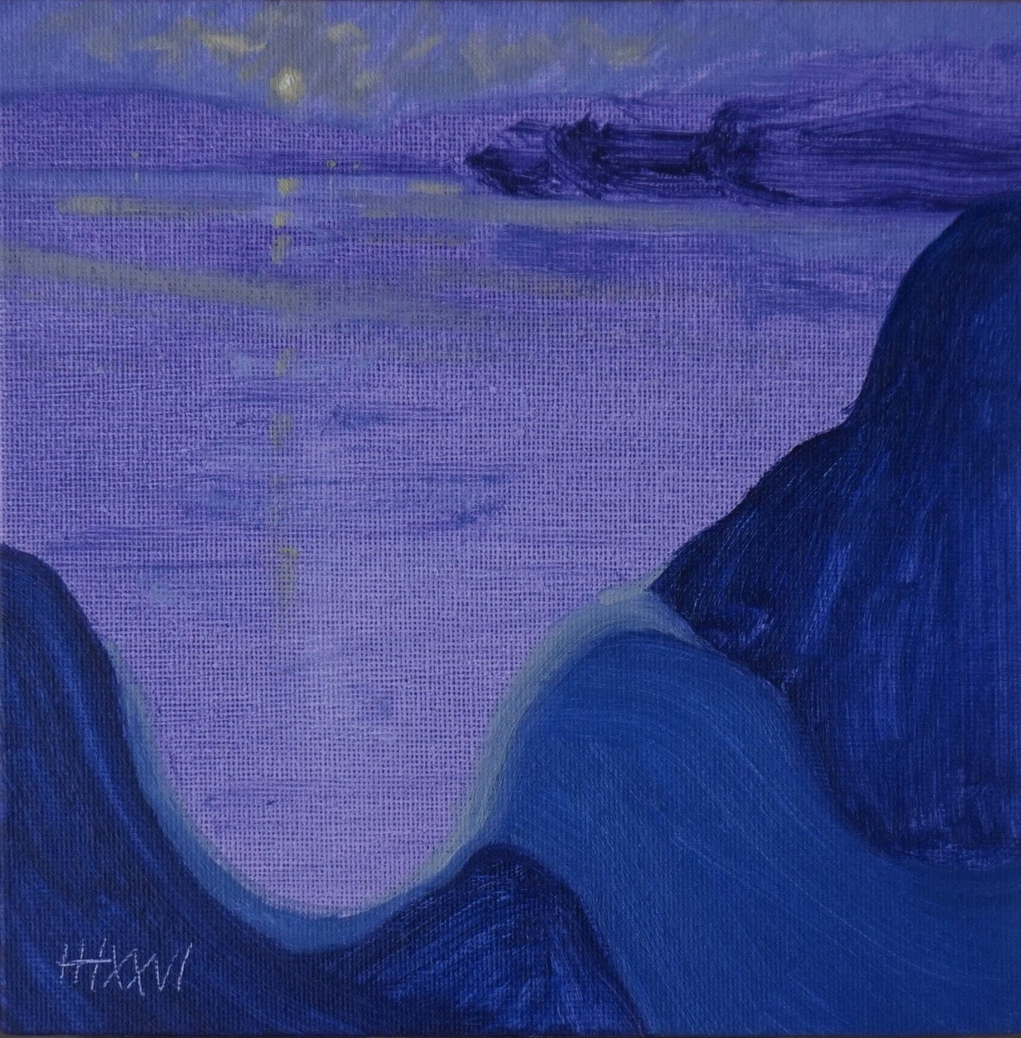 Mystery Beach 18x18cm / Oil painting on canvas panel