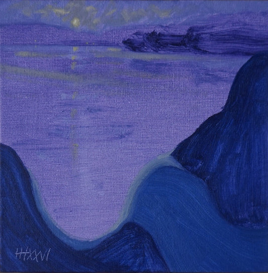 Mystery Beach 18x18cm / Oil painting on canvas panel