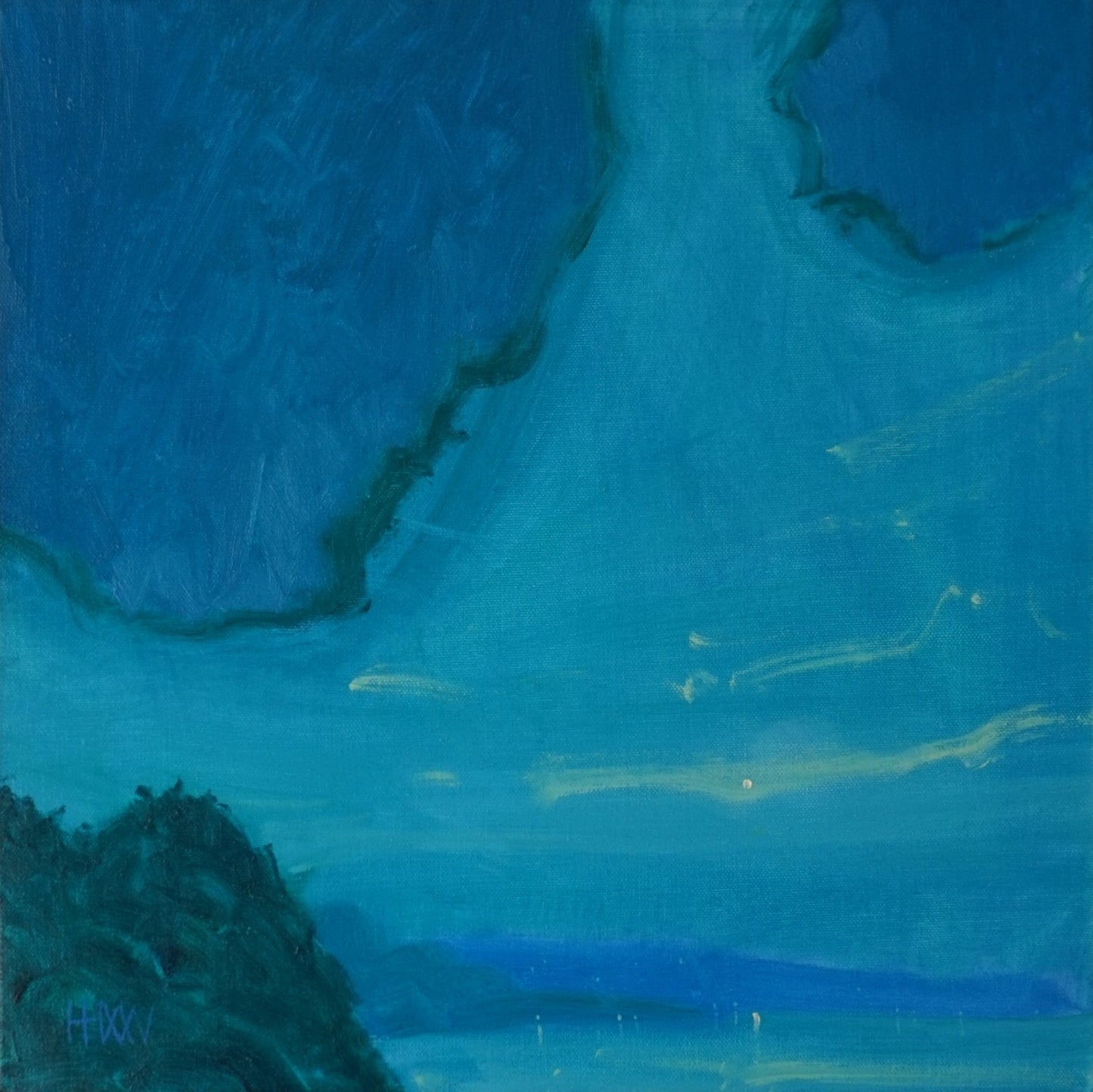 Squiggle Dawn 37x37cm / Oil painting on canvas