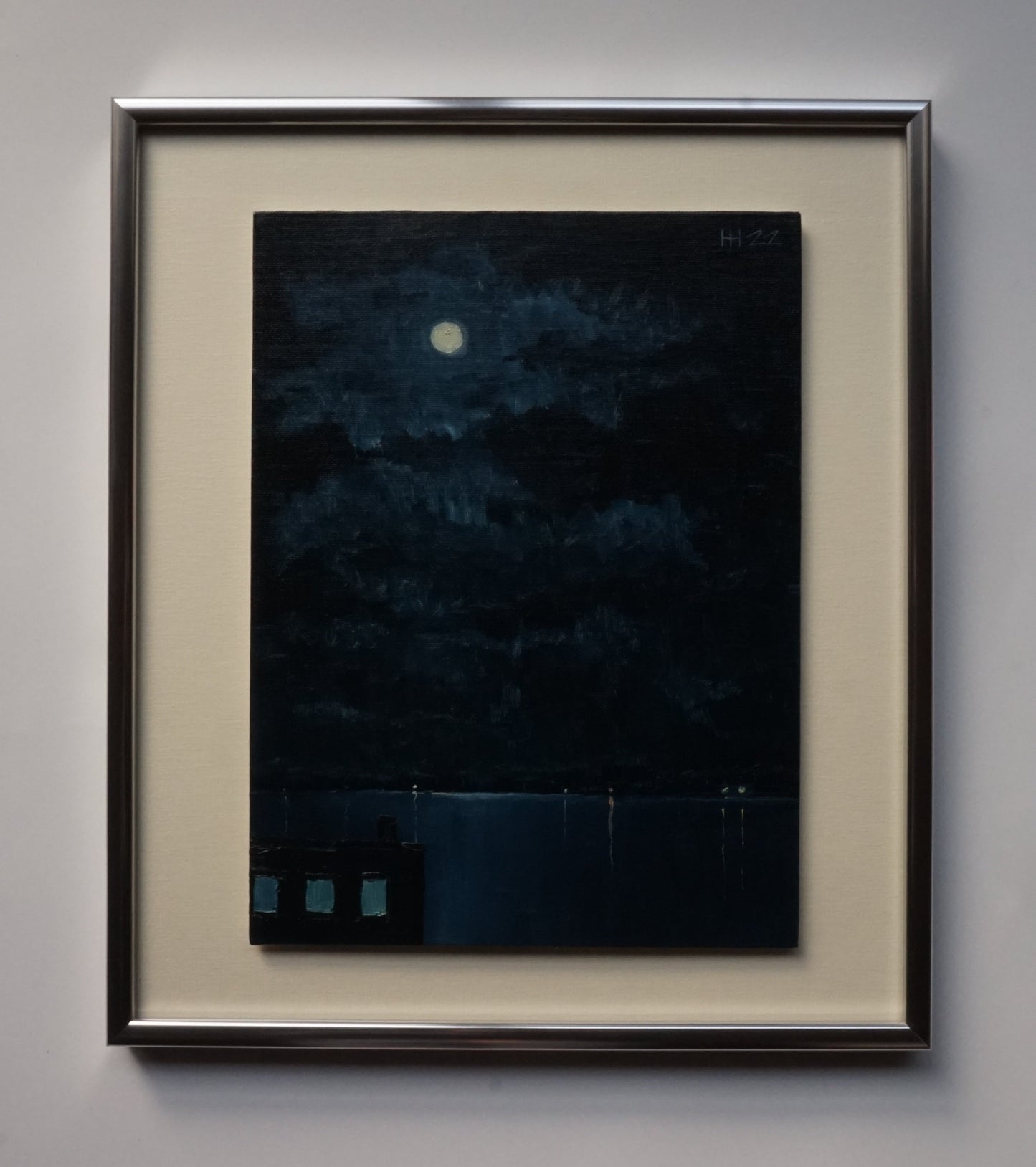 Chalk moon - 23x30.5cm / Oil painting on canvas panel